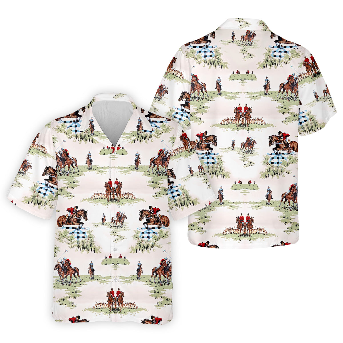 Equestrian Theme Mens Golf Polo Shirt Unique Gift For Golfer, Golf Accessories For Men