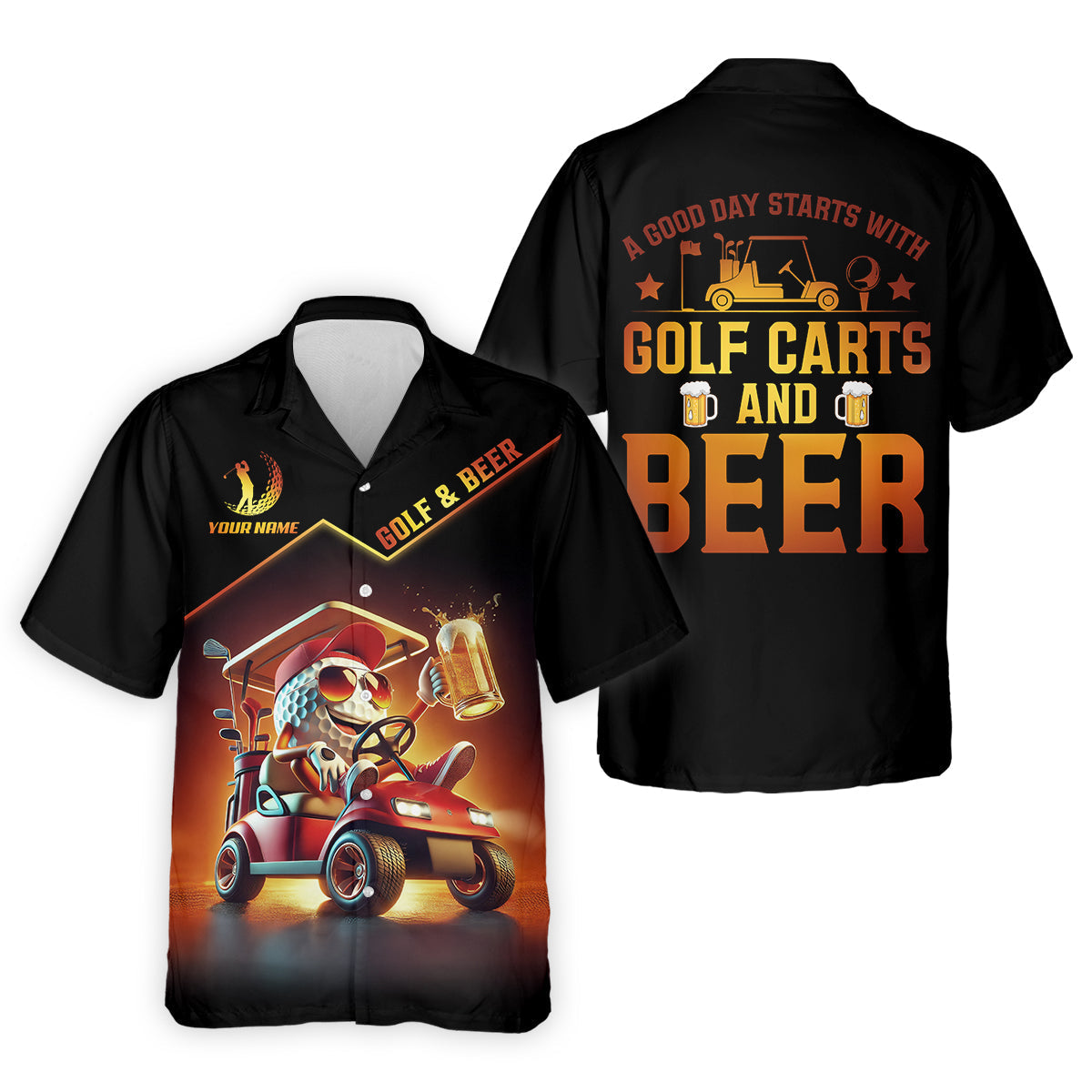 A Good Day Starts With Golf Carts And Beer Funny Golf Polo ShirtChristmas Golf Gift