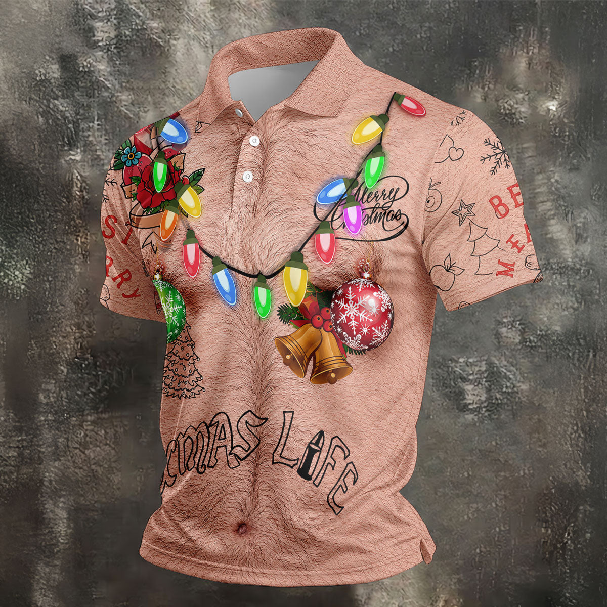 Funny Xmas Life Christmas Lights Body Golf Shirt, Ugly Christmas Shirt, Christmas Golf Shirt