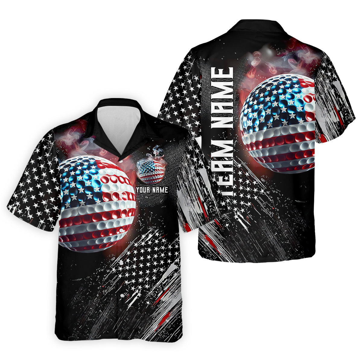 American Flag Golf Ball Funny Golf Polo Shirthristmas Golf Gift