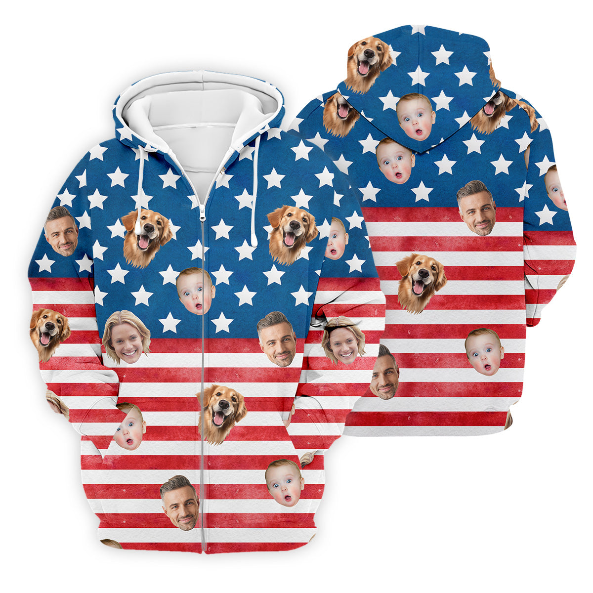 4th Of July Golf Polo, Custom Shirts With Faces, Men's Golf Polo ShirtFunny Fourth Of July Shirts