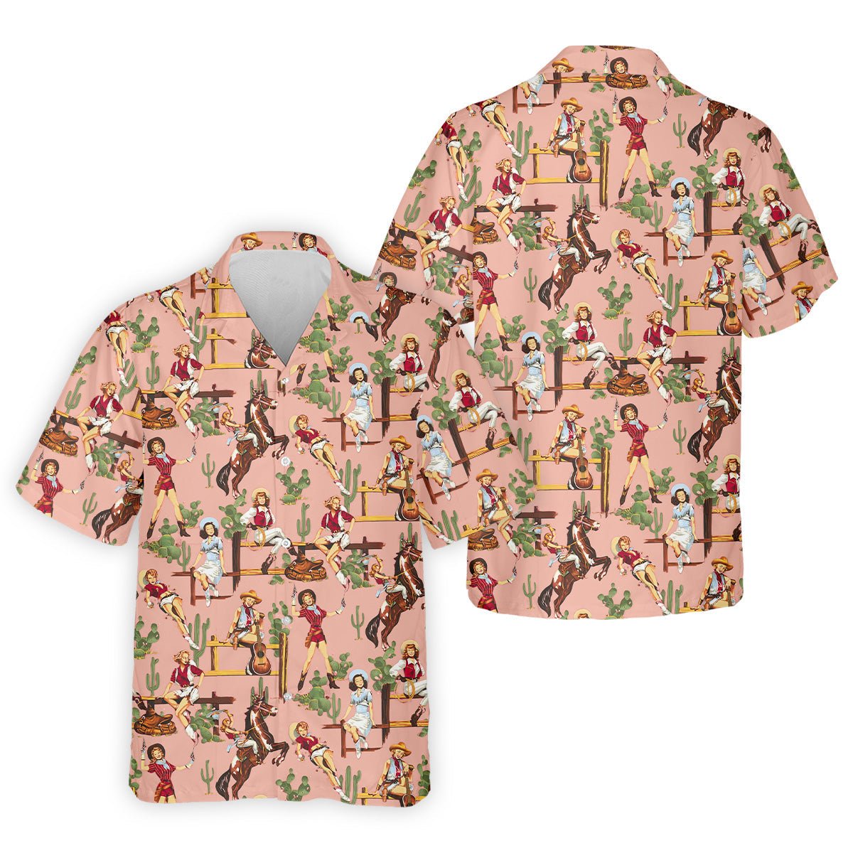 Desert Cowgirl Western Golf Shirt, Mens Golf Polo Shirt Unique Gift For Golfer, Golfing Apparel