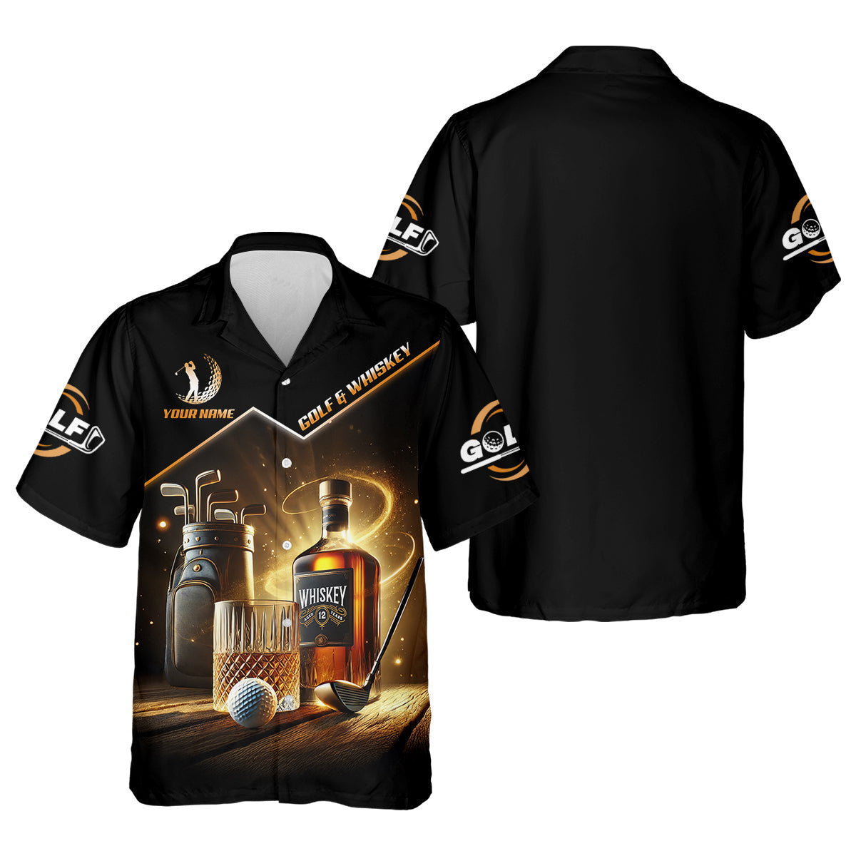 Golf And Whiskey Custom Men's Golf Polo ShirtWhiskey Golf Shirt, Gift For Golfers