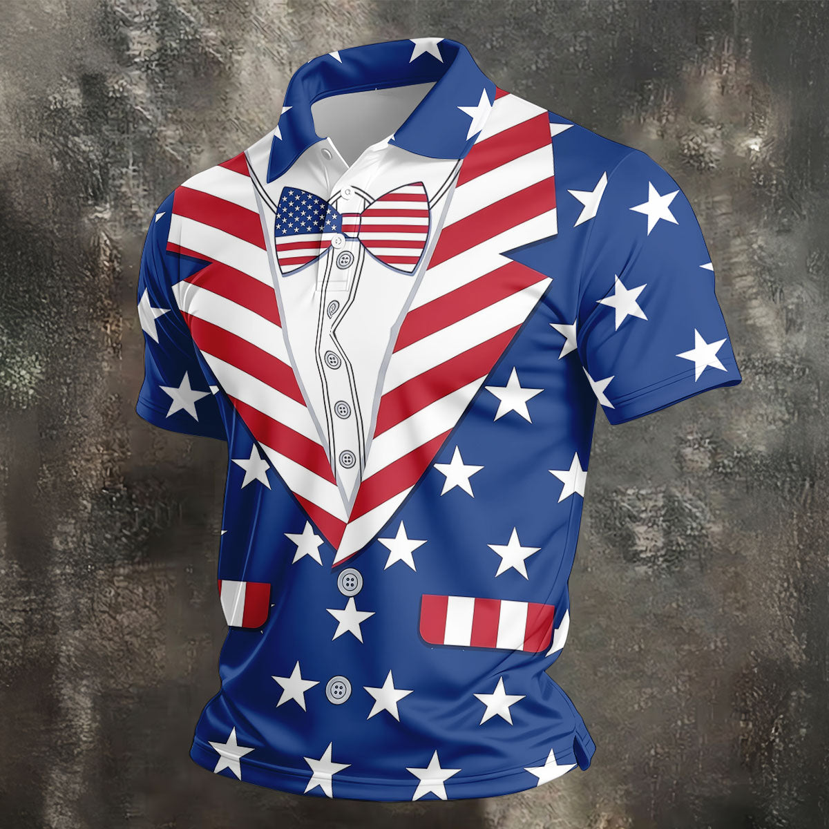 US Flag Costume Patriotic 4th Of July Golf Shirt, 250th Anniversary Polo Shirt Men