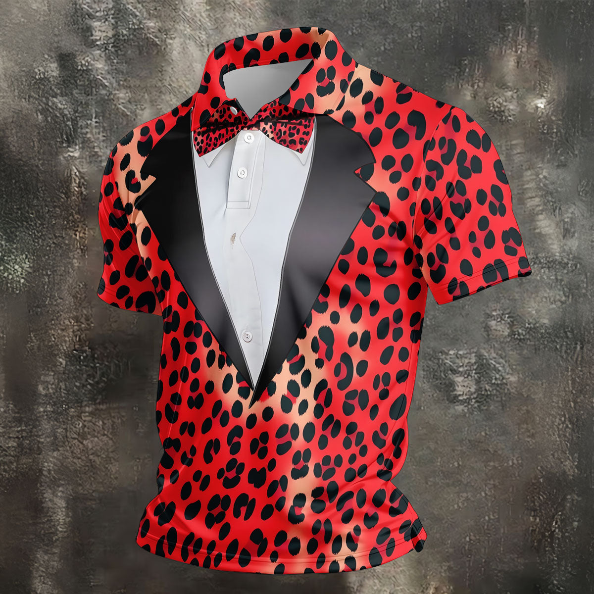 Red Leopard Funny Costume Hawaiian Golf Shirt, Polo Shirtor Men, Golf Shirts For Men