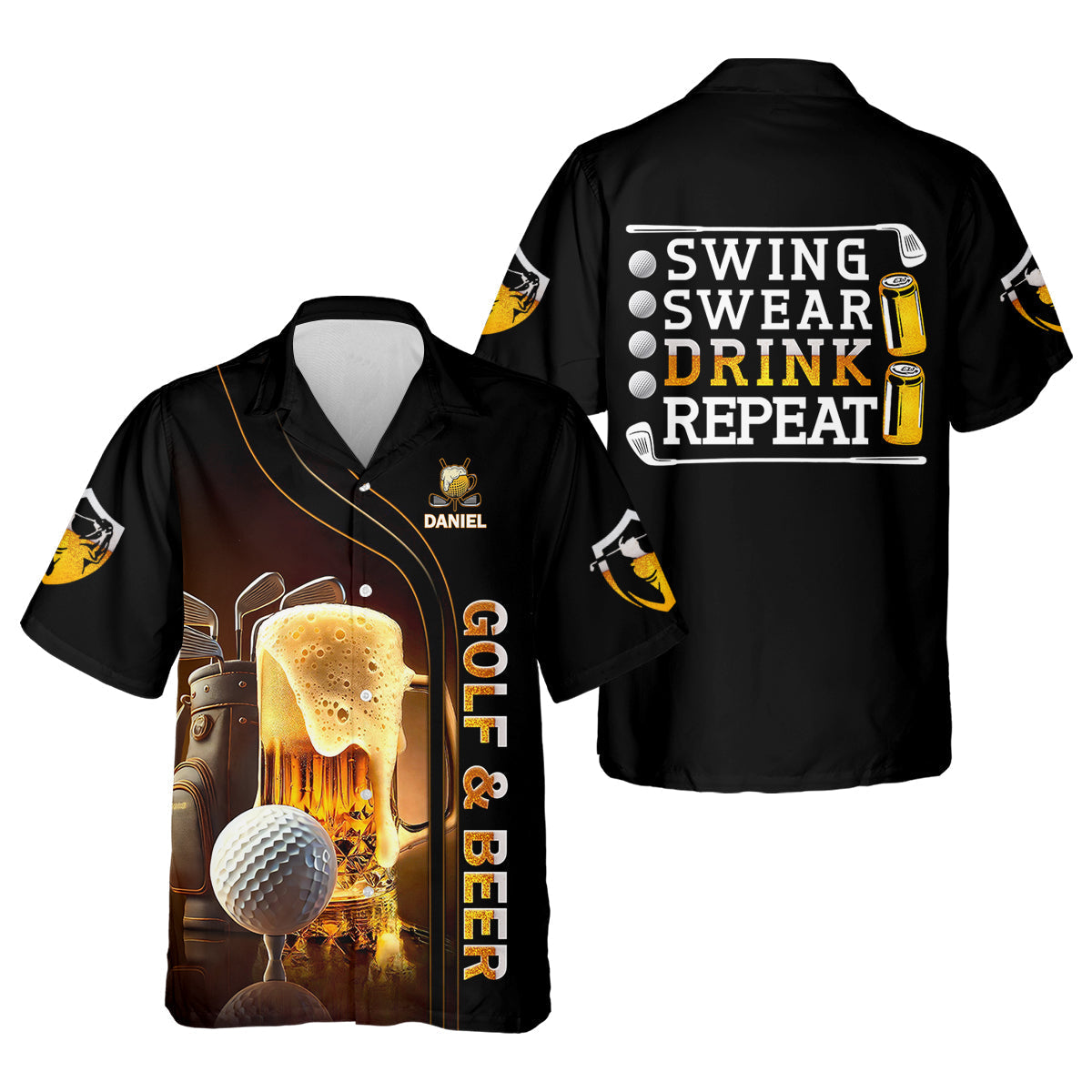 Swing Swear Drink Repeat Funny Golf Polo Shirtens Golf Gift, Golf Lover Gift