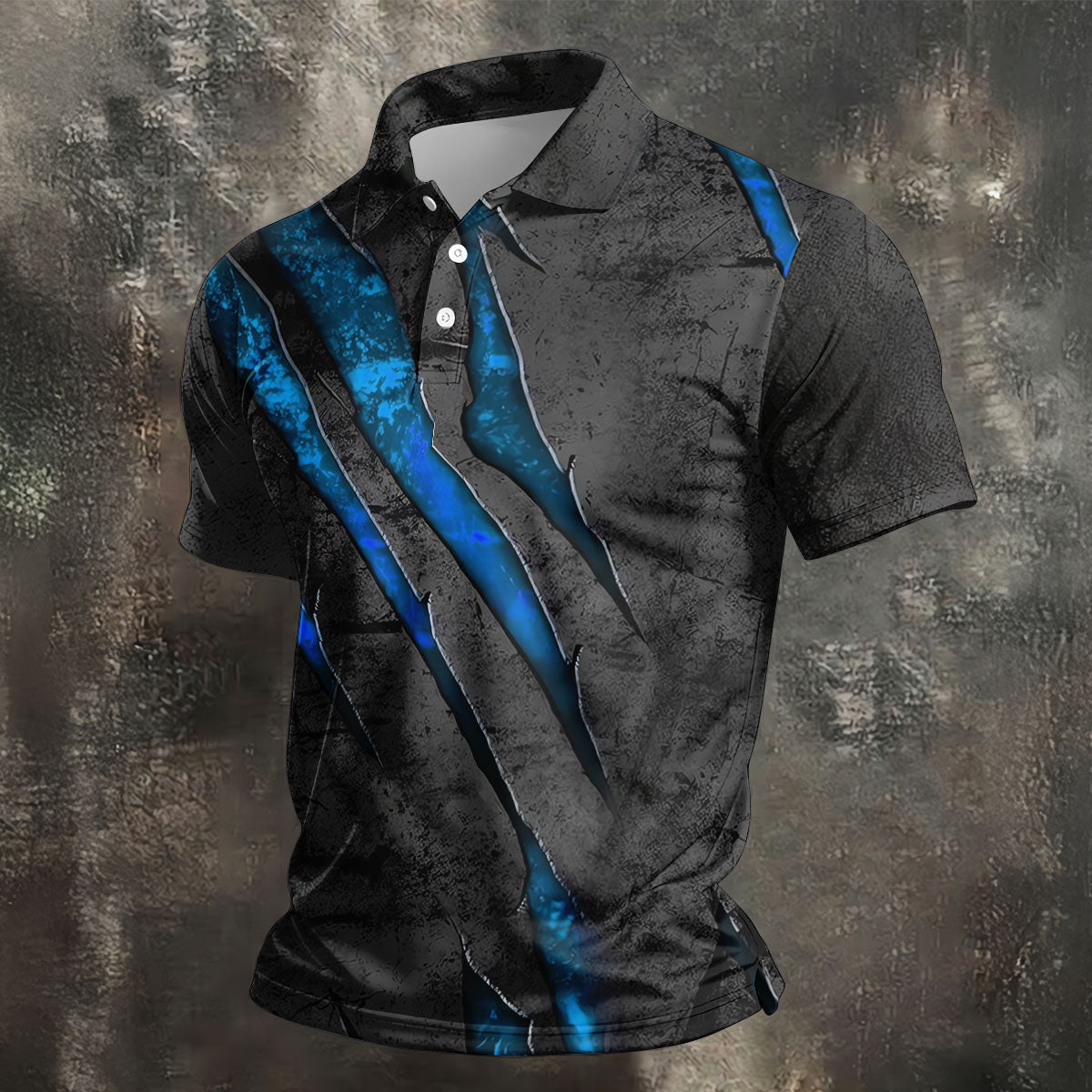 Blue Claw Marks Hawaiian Golf Shirt, Scratch Print Men's Golf Shirt, Polo Shirts For Men