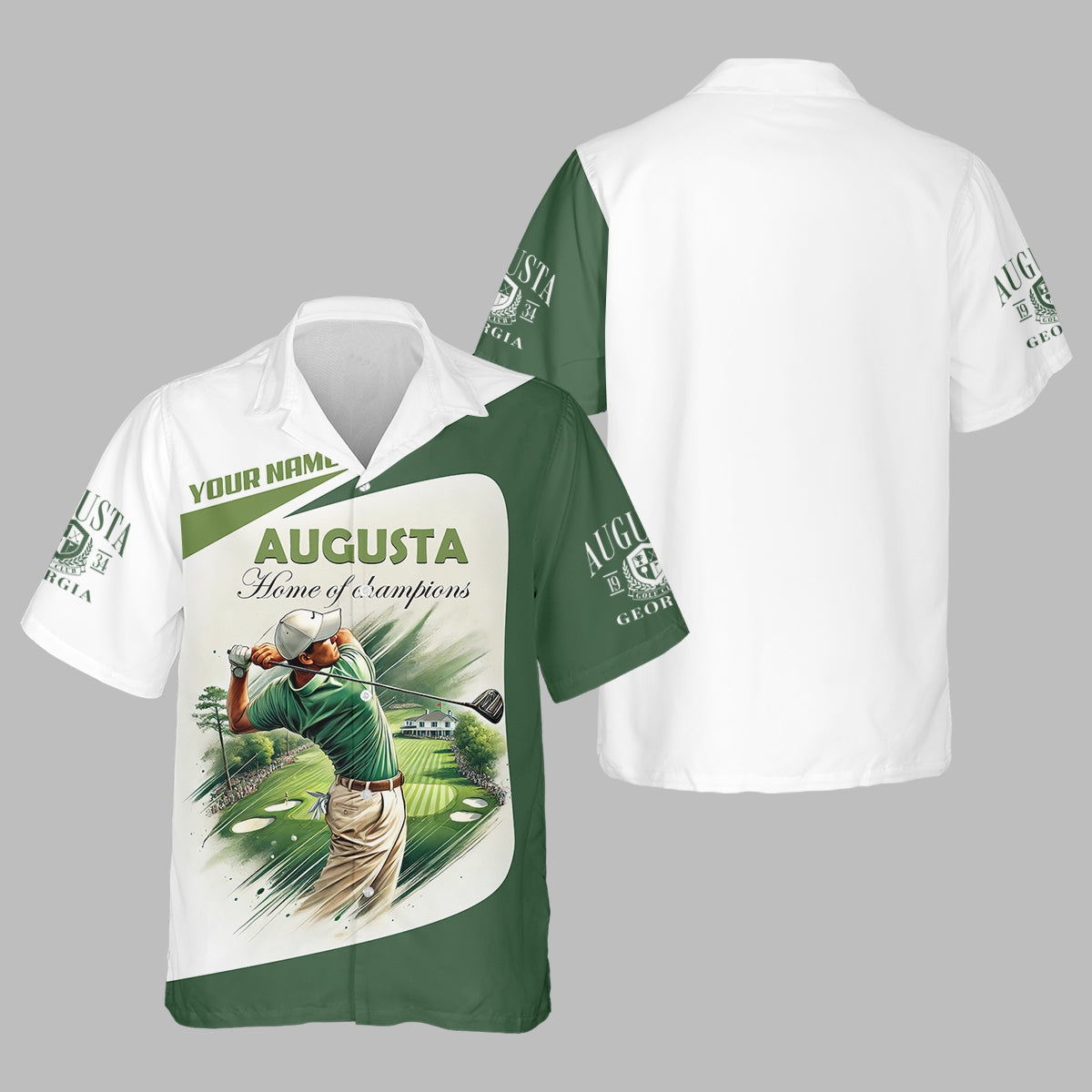 Custom Augusta Golfer Home Of Champions Men's Golf Polo ShirtMens Golf Gift, Mens Golf Shirt