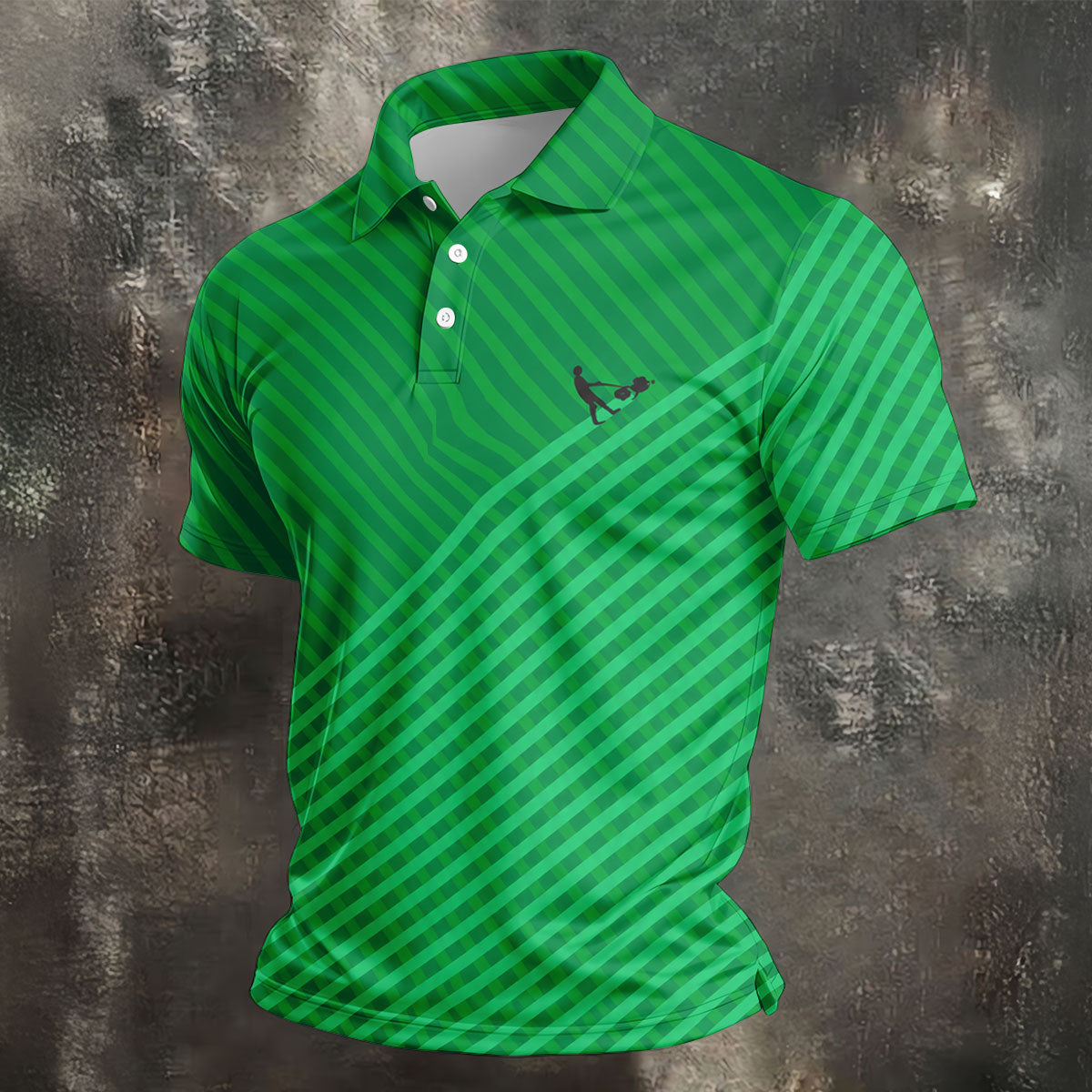 Lawn Mower Green Cross Stripe Father's Day Golf Shirt, Polo Shirt Men, Golf Gift For Dad