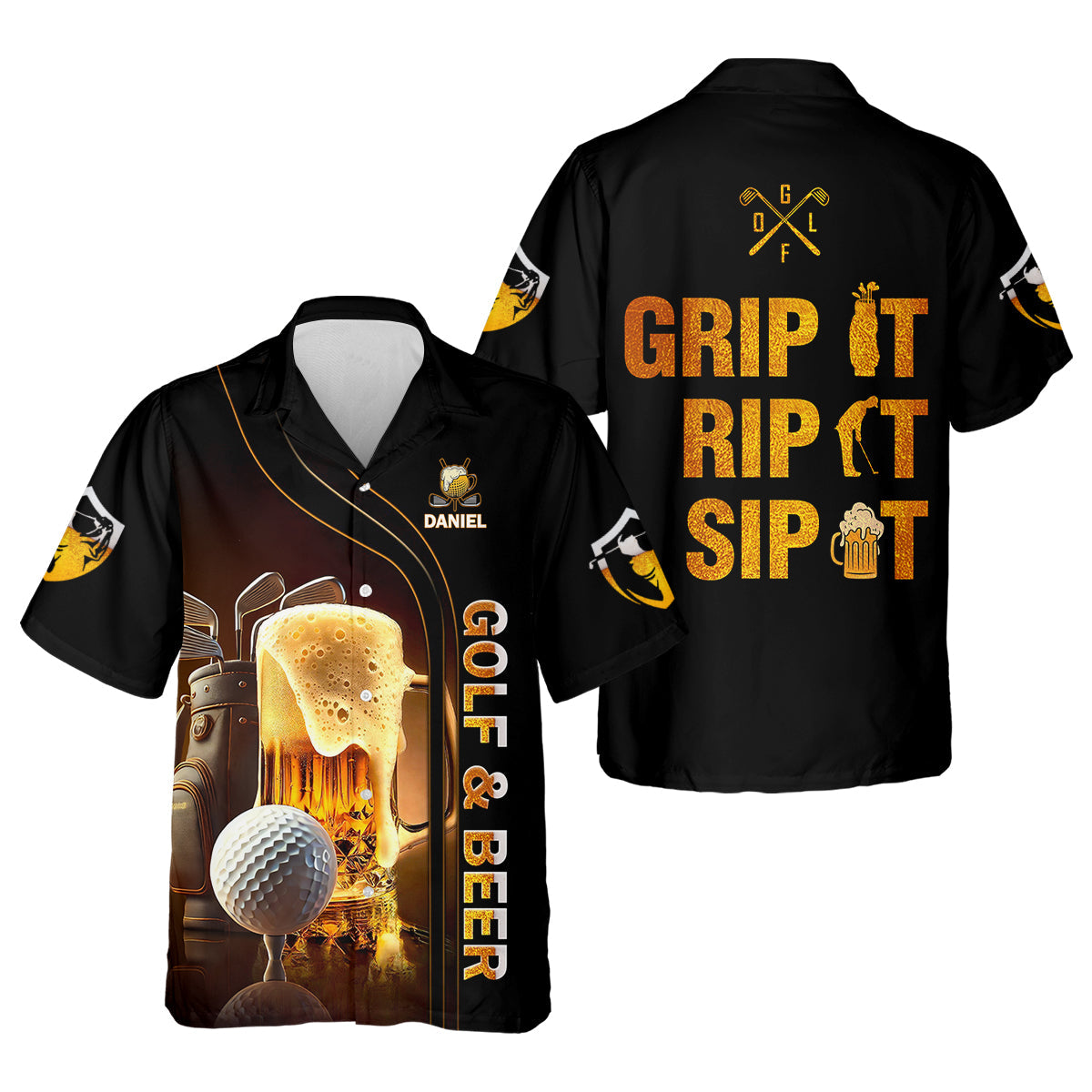 Grip It Rip It Sip It Golf Beer Shirt, Fun Golf Shirts For Men, Funny Golf Polo ShirtDad Golf Gifts