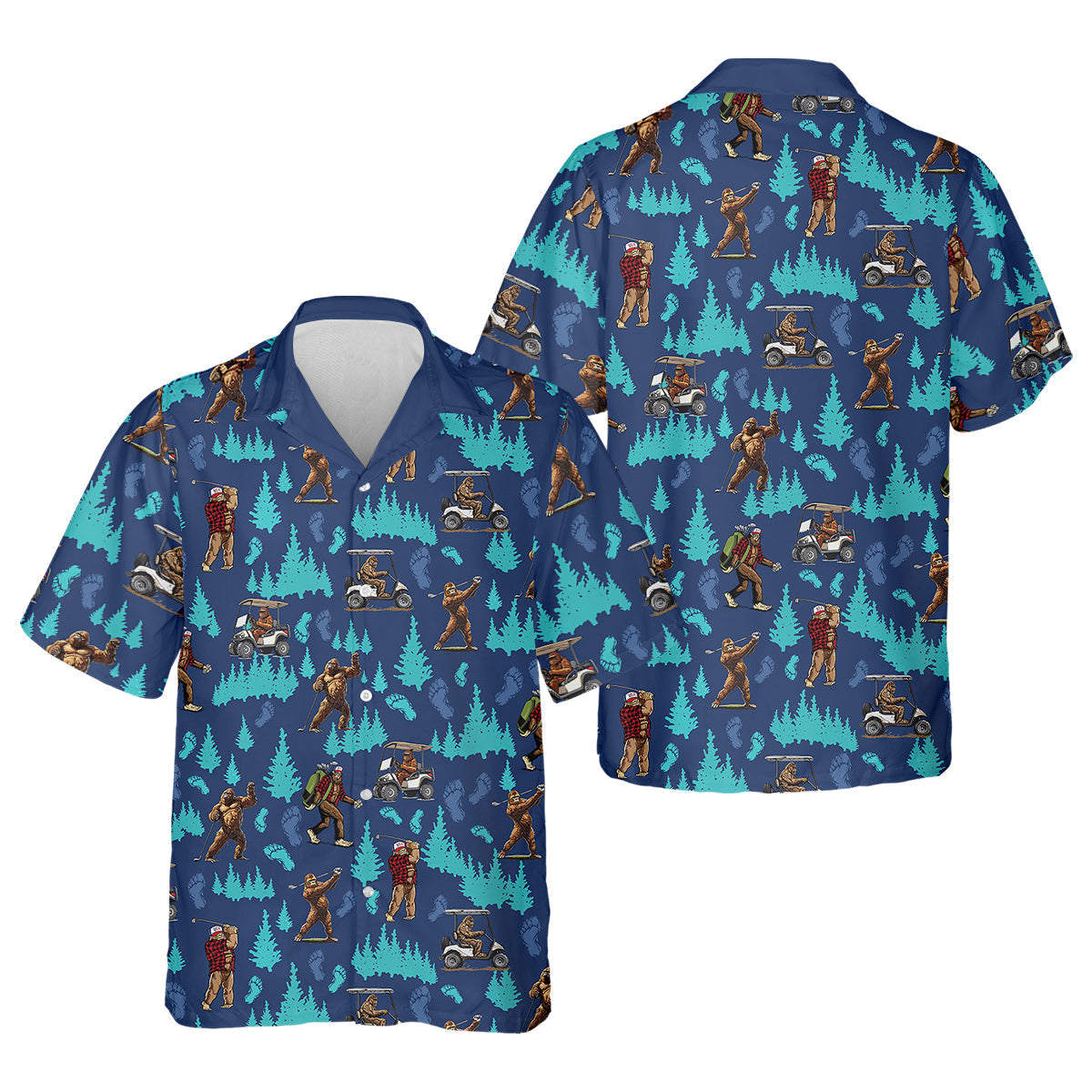 Bigfoot Sasquatch Custom Men's Golf Polo ShirtBigfoot Golf Shirt, Funny Golf Gifts