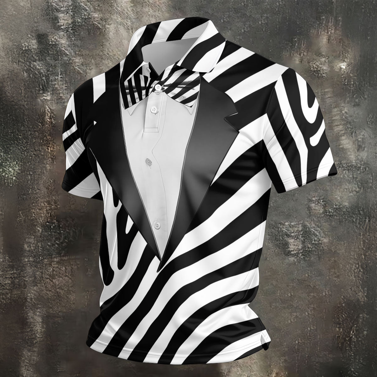 Zebra Pattern Funny Costume Hawaiian Golf Shirt, Polo ShirtFor Men, Golf Shirts For Men