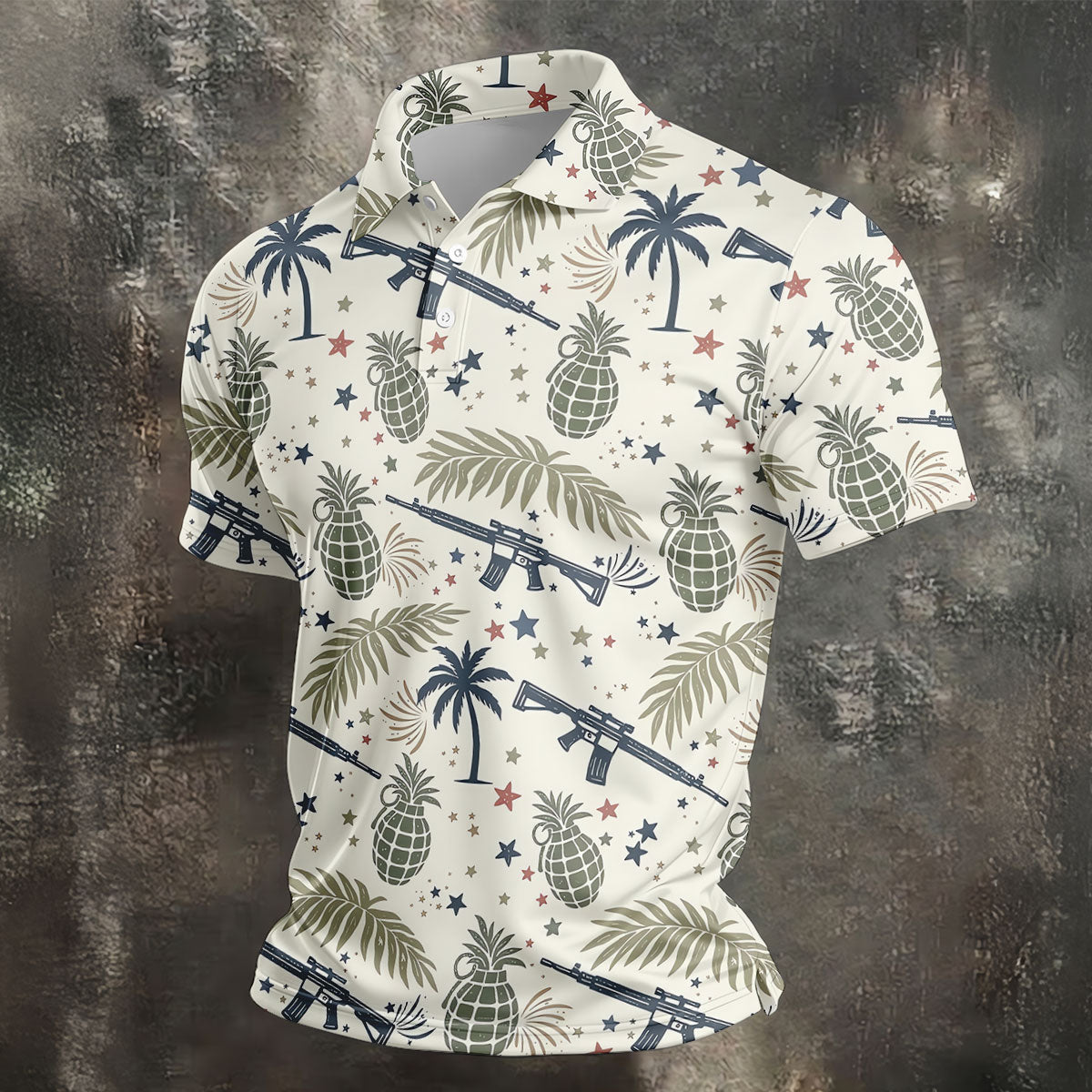 Pineapple Grenade 250 Years Tropical Theme Retro Golf Shirt, Patriotic 4th Of July Polo Shirtor Men