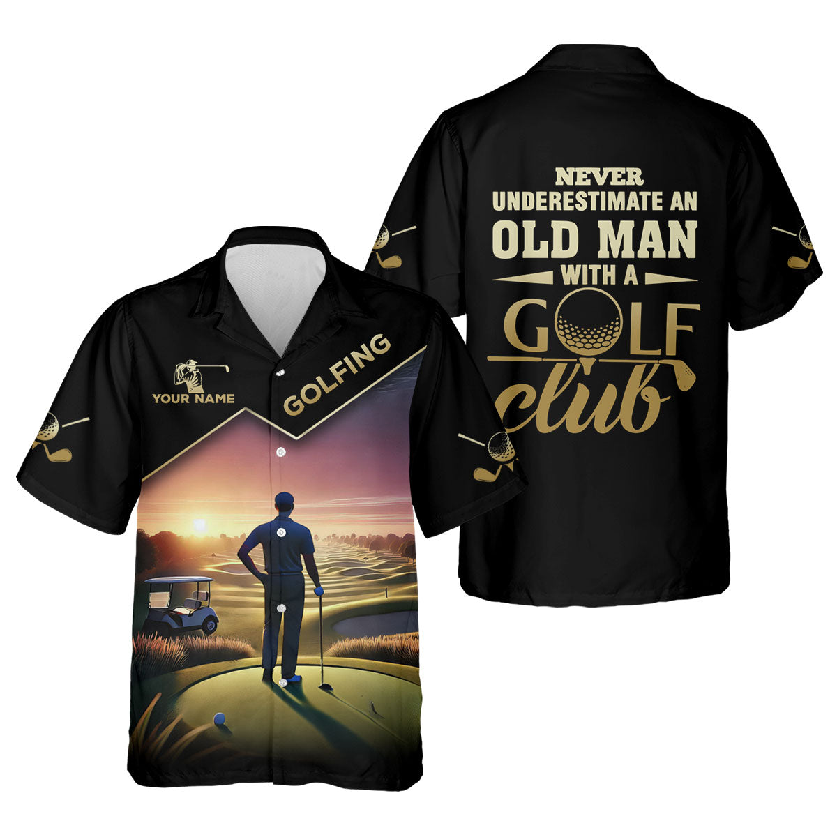 Never Underestimate An Old Man Personalized Men's Golf Polo ShirtChristmas Golf Gift
