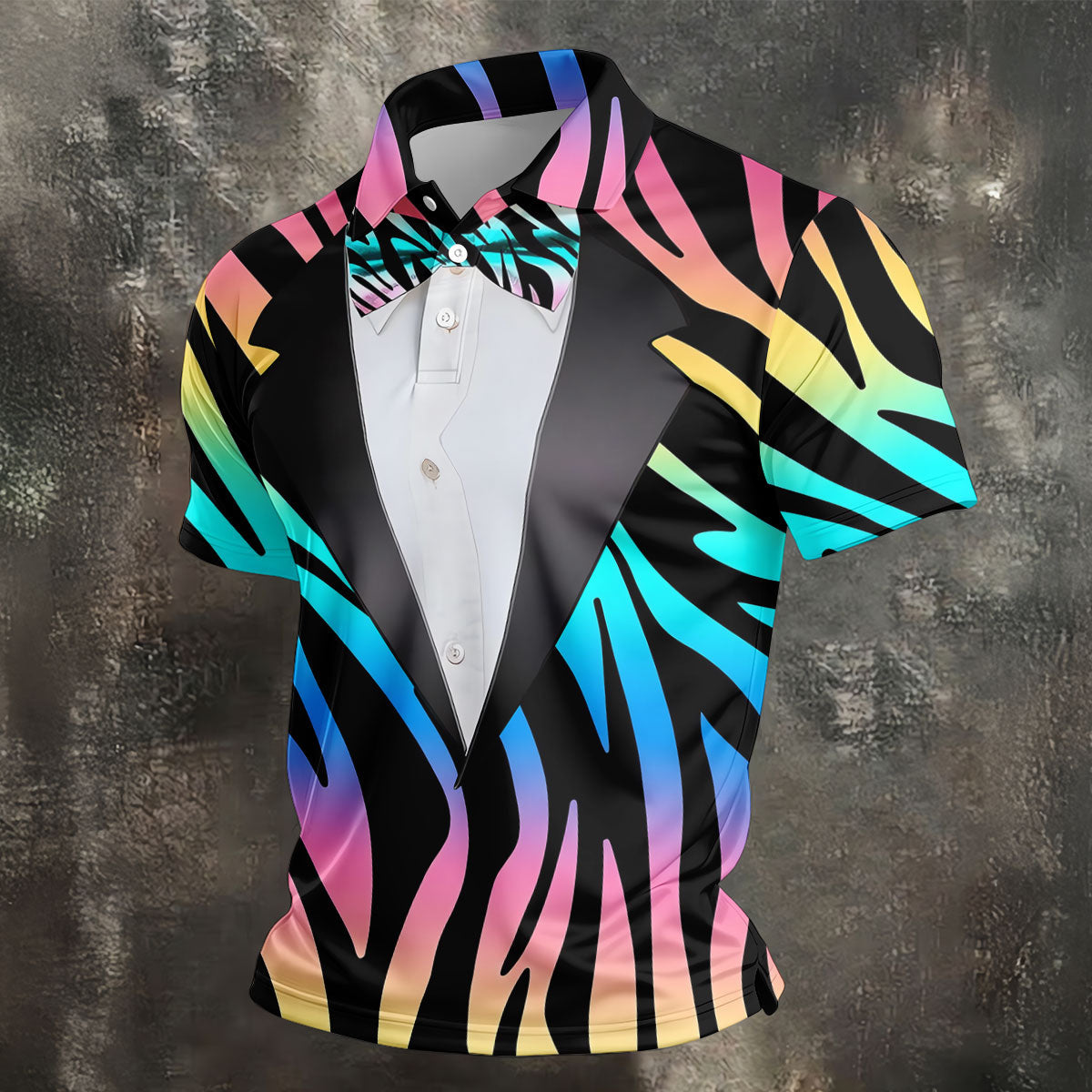 Colorful Zebra Funny Costume Hawaiian Golf Shirt, Polo Shirtor Men, Golf Shirts For Men