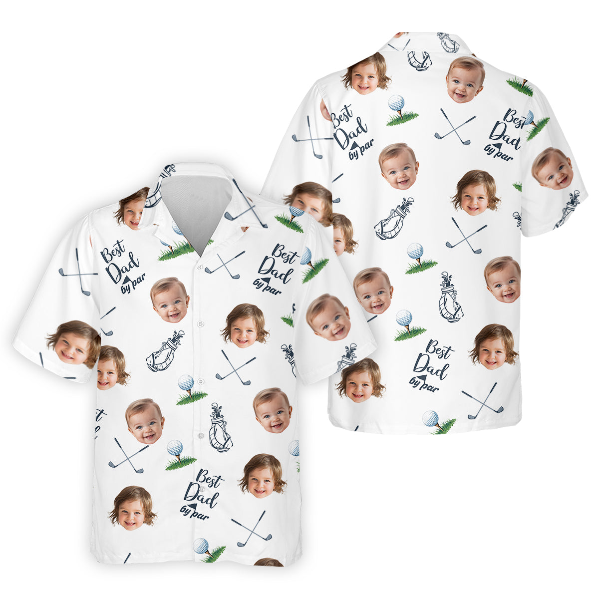 Best Dad By Par Custom Photo Golf Shirt, Funny Golf Polo ShirtChristmas Golf Gift