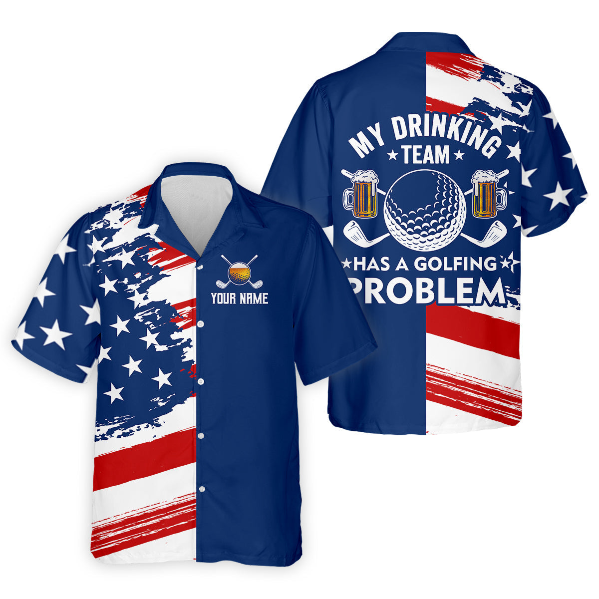 My Drinking Team Has A Golfing Problem Men's Golf Polo ShirtFunny Beer Golf Shirt, US 250 Anniversary Shirt