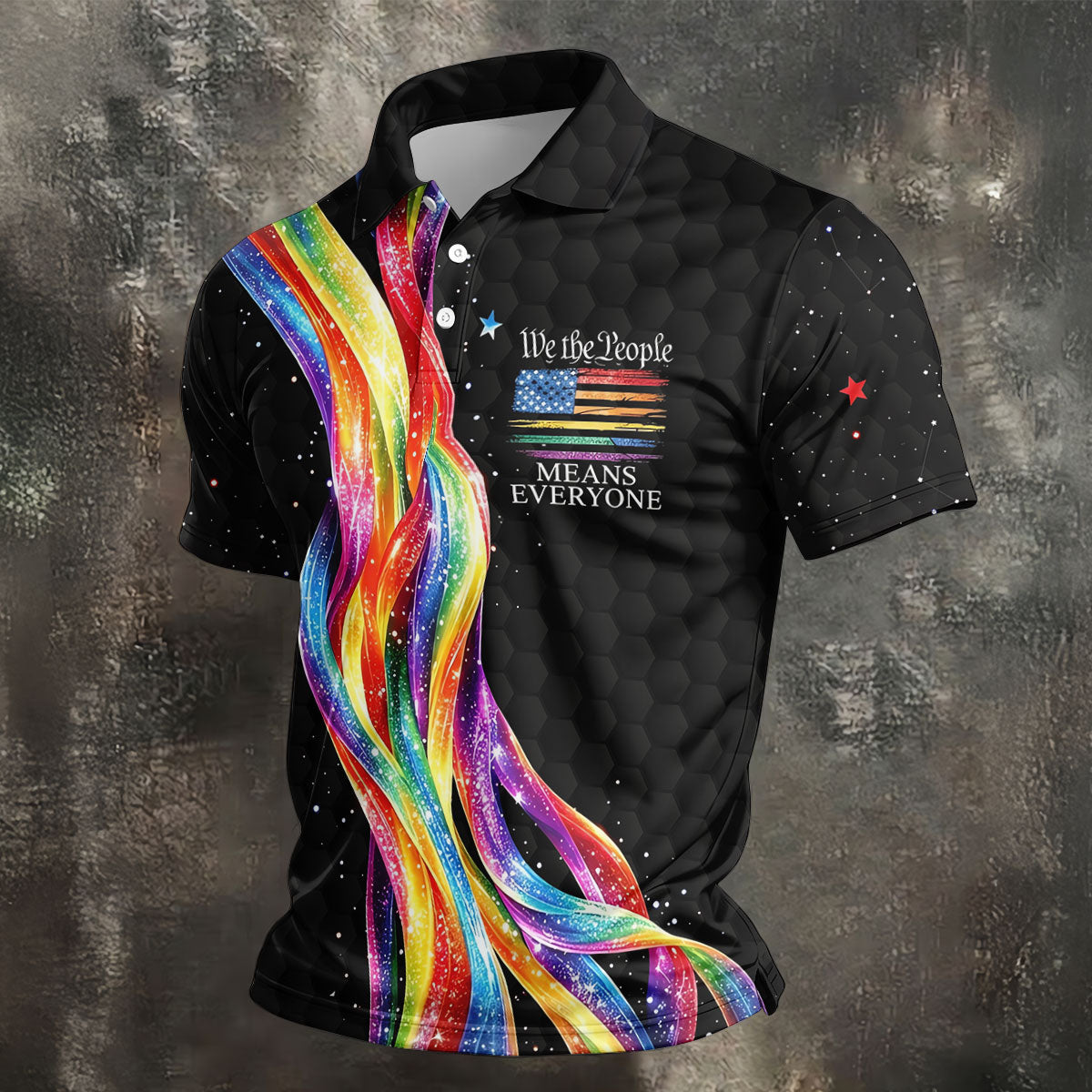 We The People Means Everyone LGBT Rainbow Golf Tops For Men, Pride Month Celebrate Golf Shirts For Men