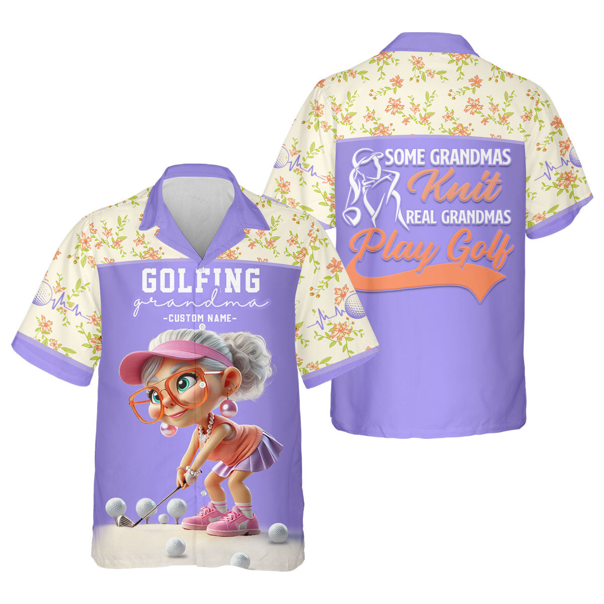 Some Grandmas Knit Real Grandmas Play Golf Custom Men's Golf Polo ShirtDad Golf Gift