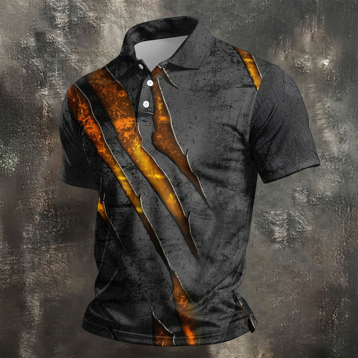 Yellow Claw Marks Hawaiian Golf Shirt, Scratch Print Men's Golf Shirt, Polo Shirts For Men