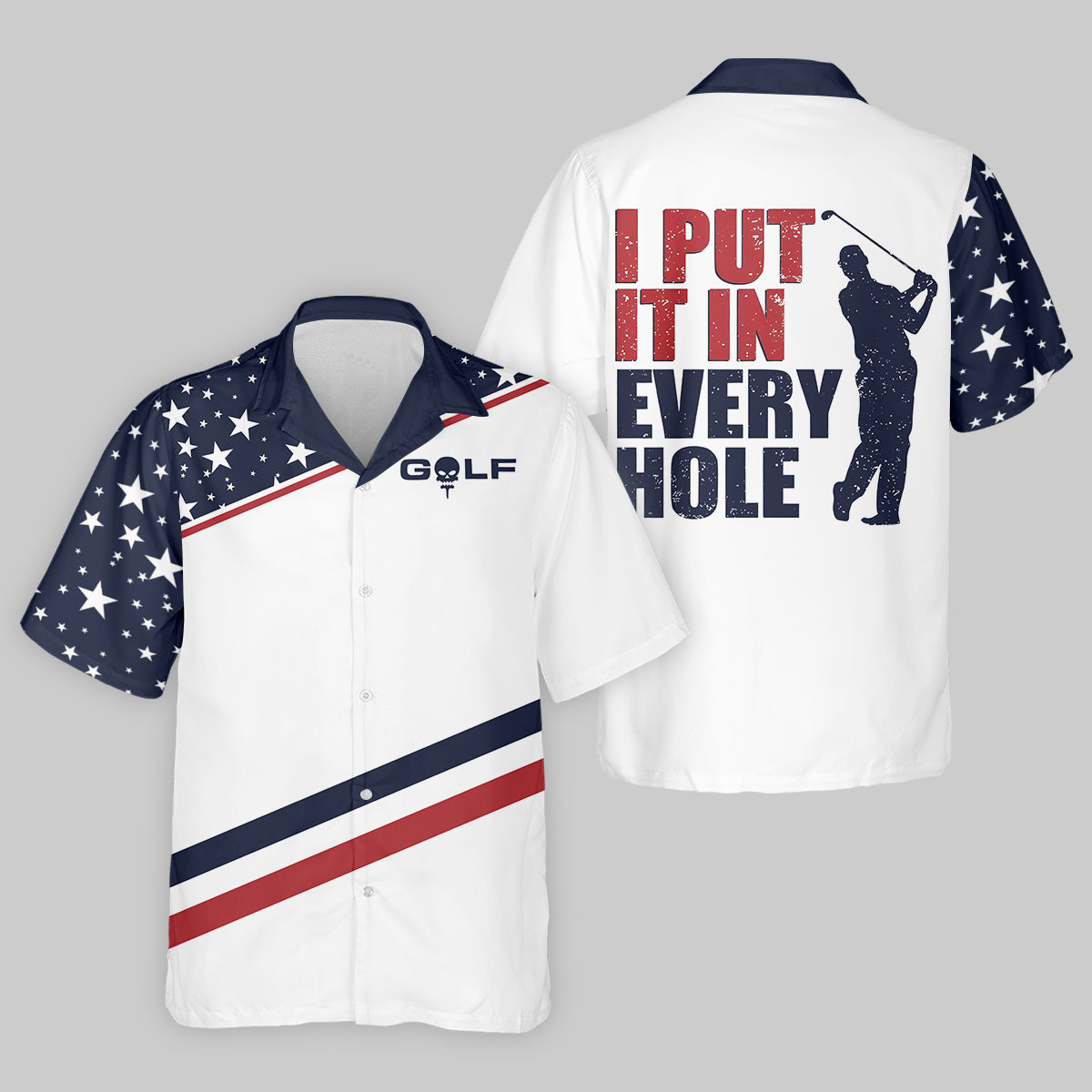 I Put It in Every Hole Mens Golf Polo ShirtMens Golf Gift, Funny Golf Shirt, America 250 Anniversary Golf Shirt