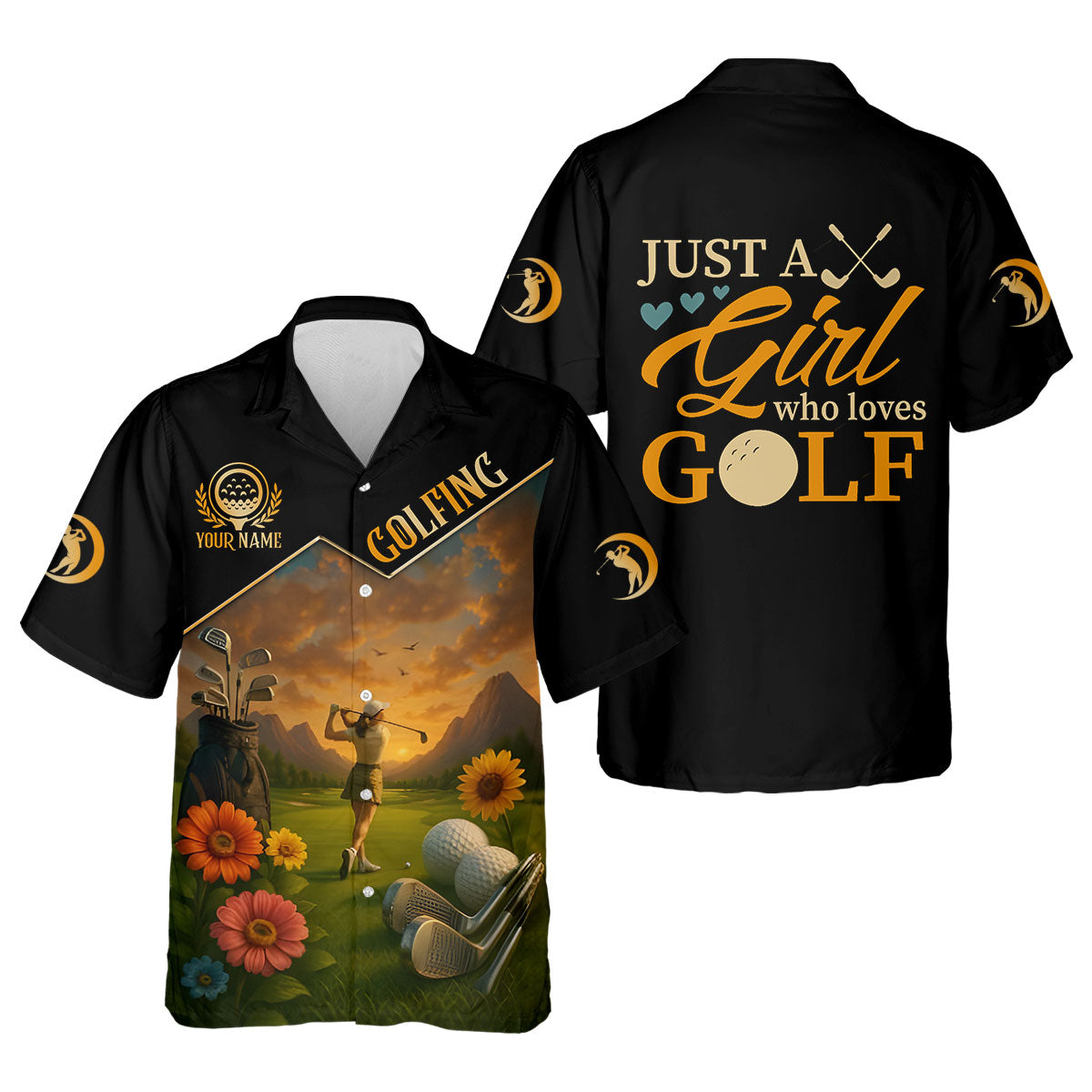 Just A Girl Who Loves Goft Custom Womens Golf Polo ShirtLadies Golf Shirts, Womens Golf Clothes