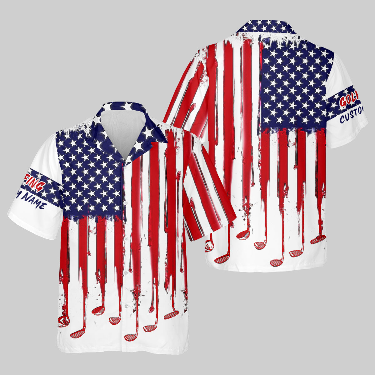 American Flag Custom Golf Polo ShirtS Patriotic Pride Men's Golf Polo Shirtatriotic Golf Shirt, USA Golf Shirt