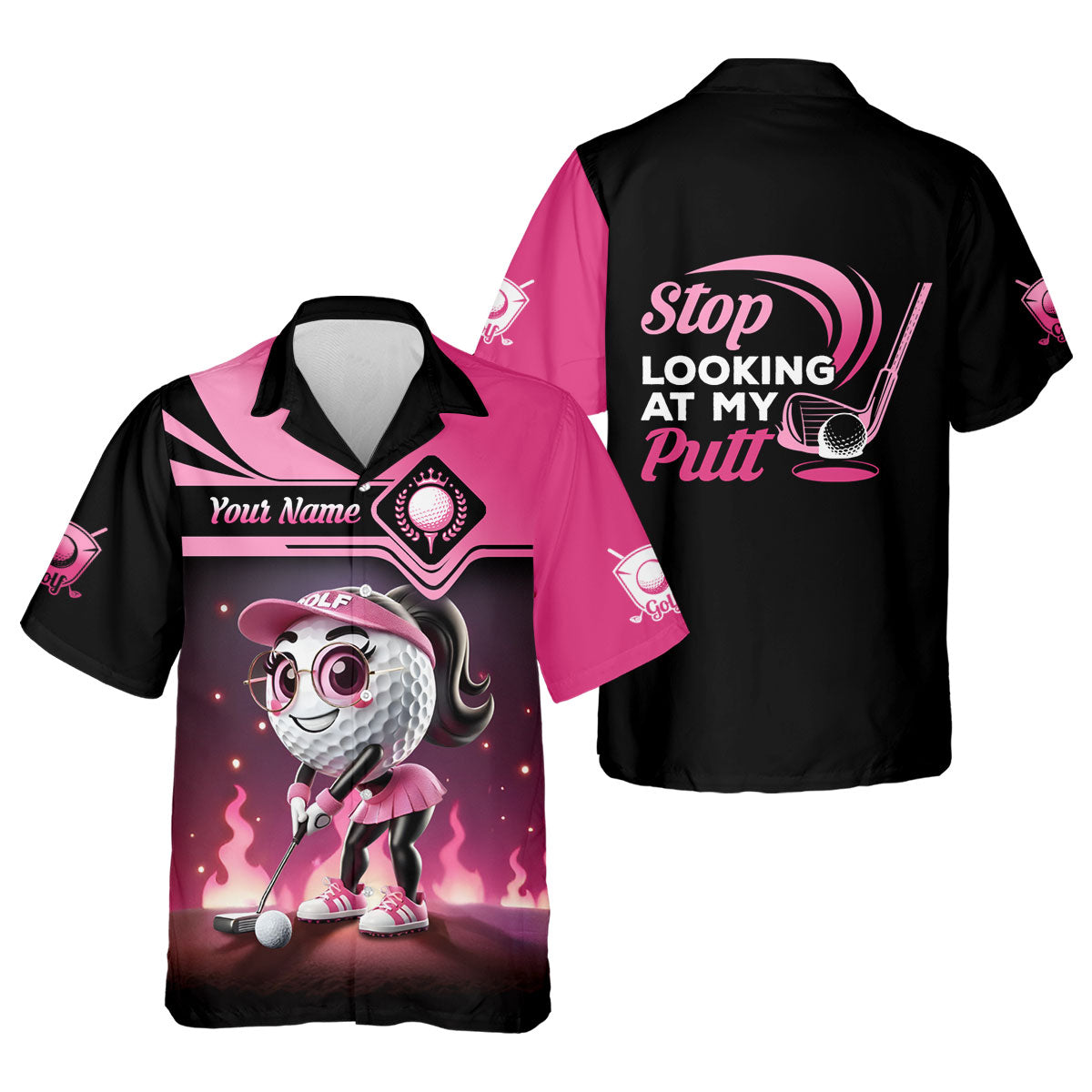 Stop Looking At My Putt Personalized Golf Polo ShirtWomens Golf Gifts, Mothers Day Gifts