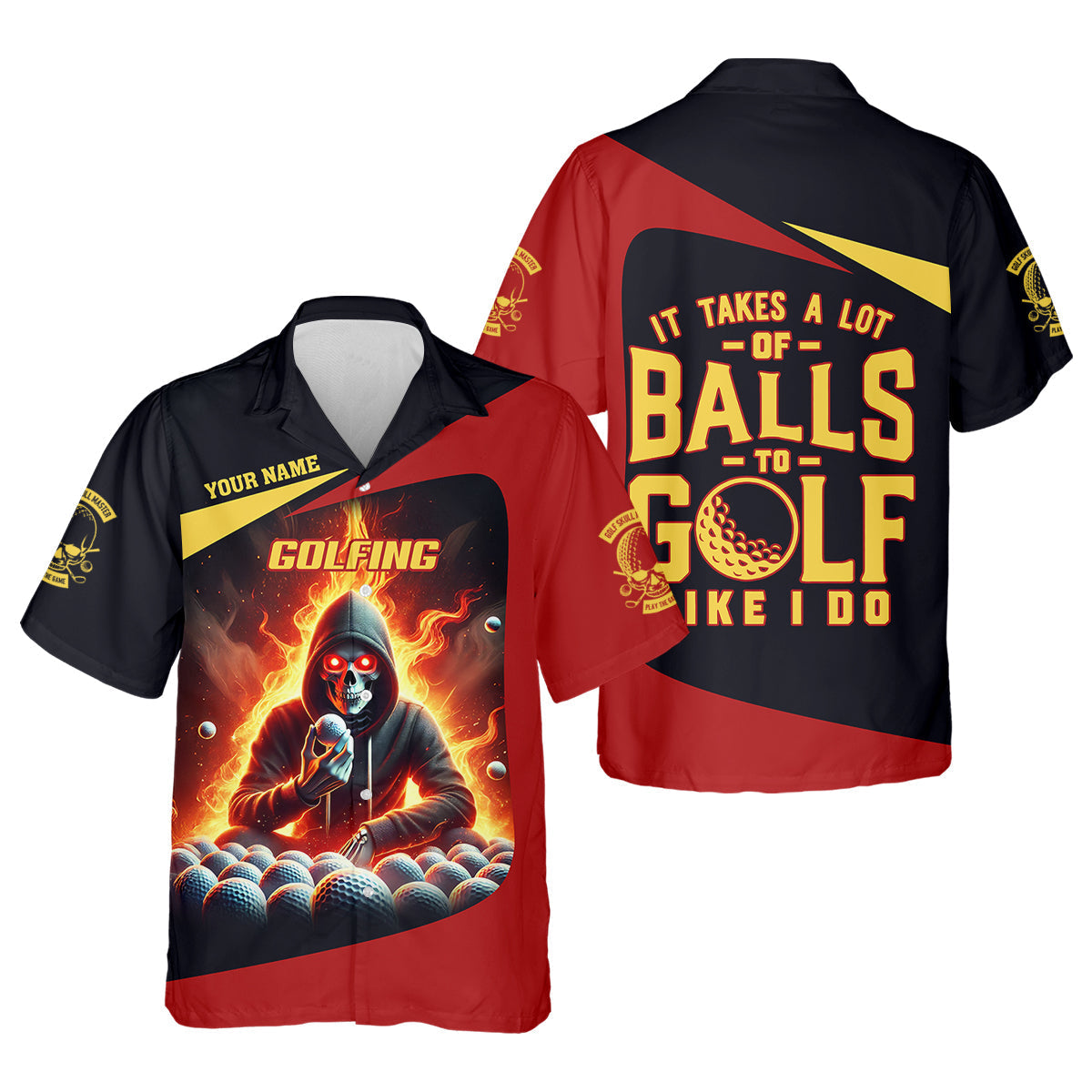 It Takes A Lot of Balls to Golf Like I Do Custom Skull Funny Golf Polo ShirtDad Golf Gifts