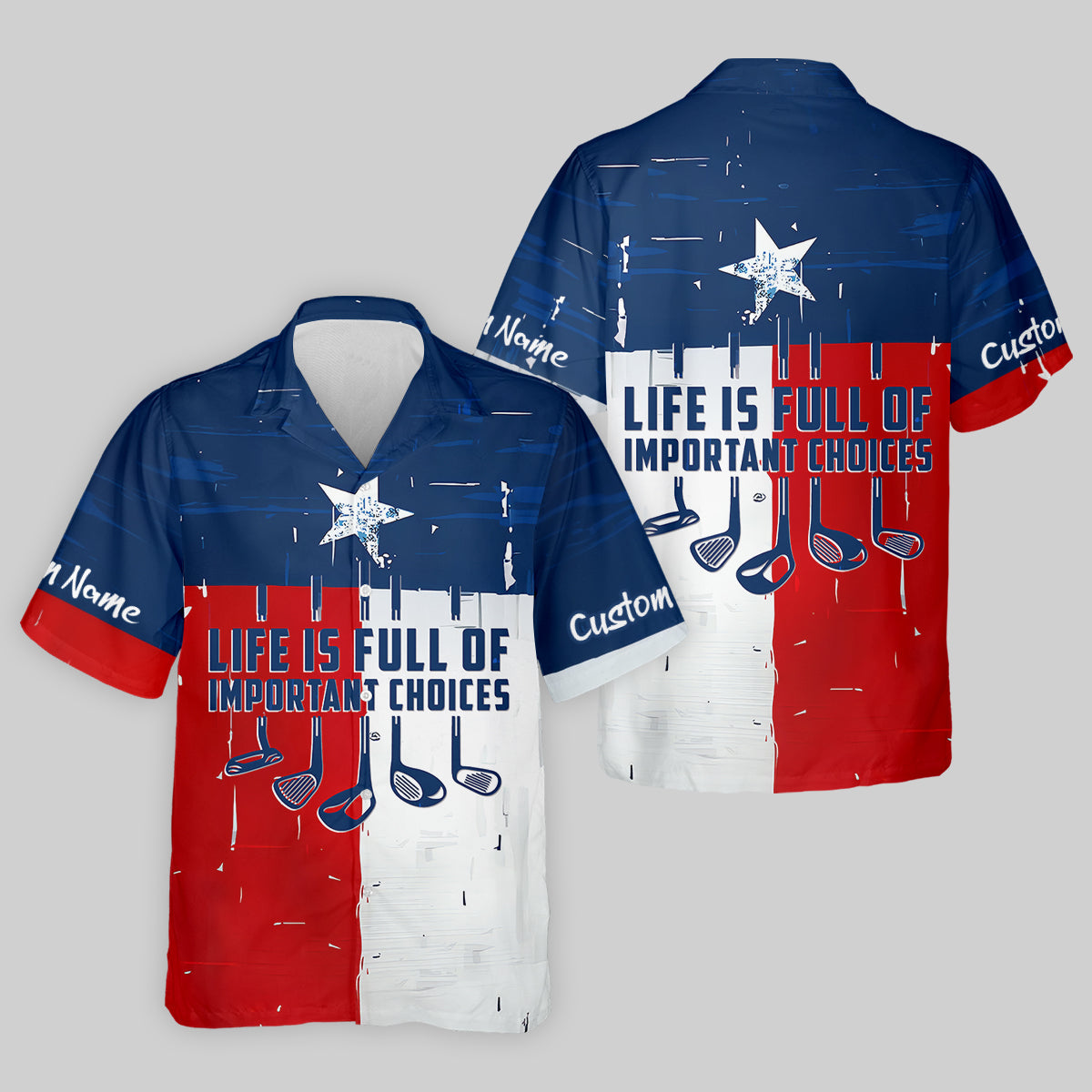 Life Is Full Of Important Choices Texas Custom Men's Golf Polo ShirtFunny Golf Shirt, Dad Golf Gift