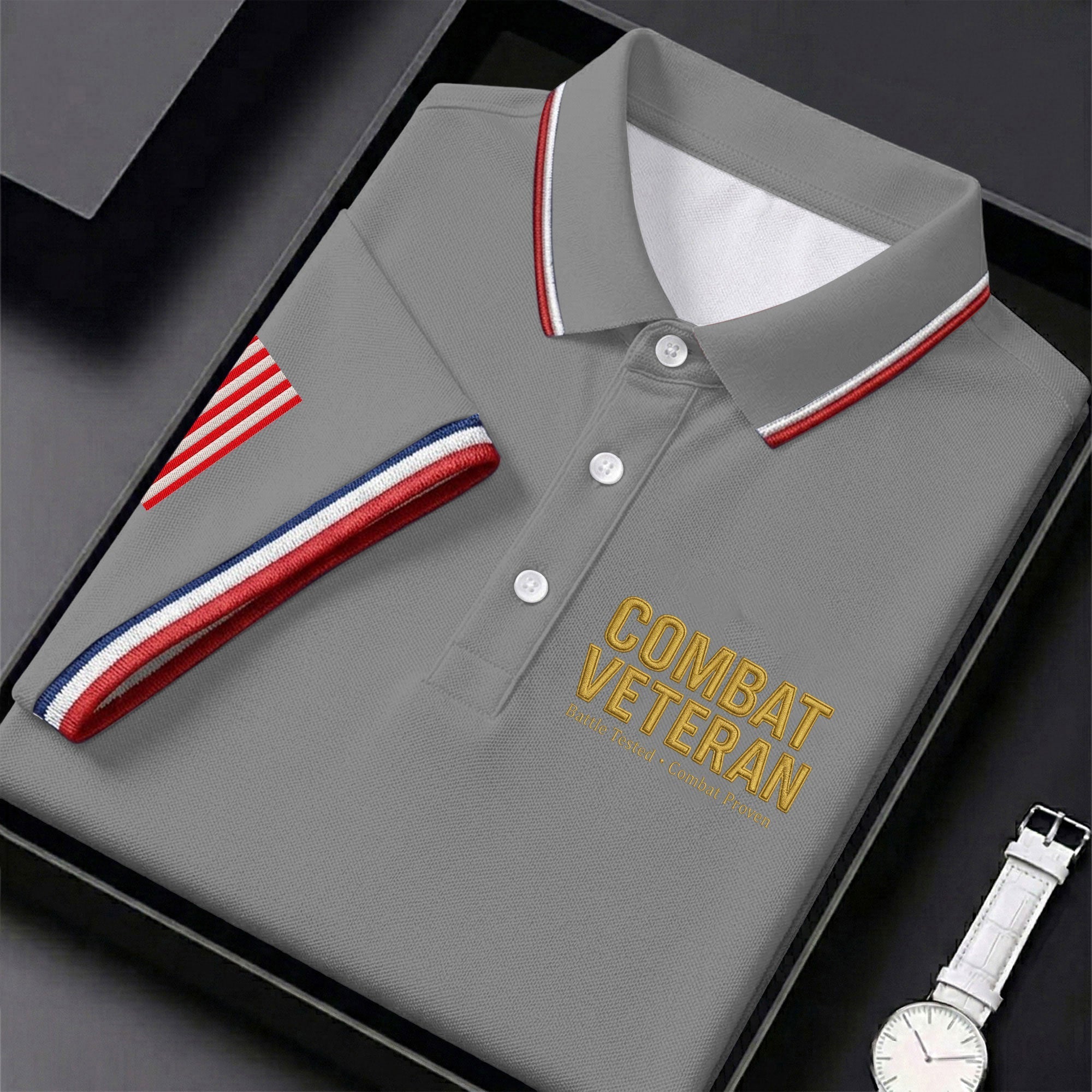 Combat Veteran 250 Years Patriotic Golf Shirt, Golf Shirts For Men, 4th Of July Golf Shirt