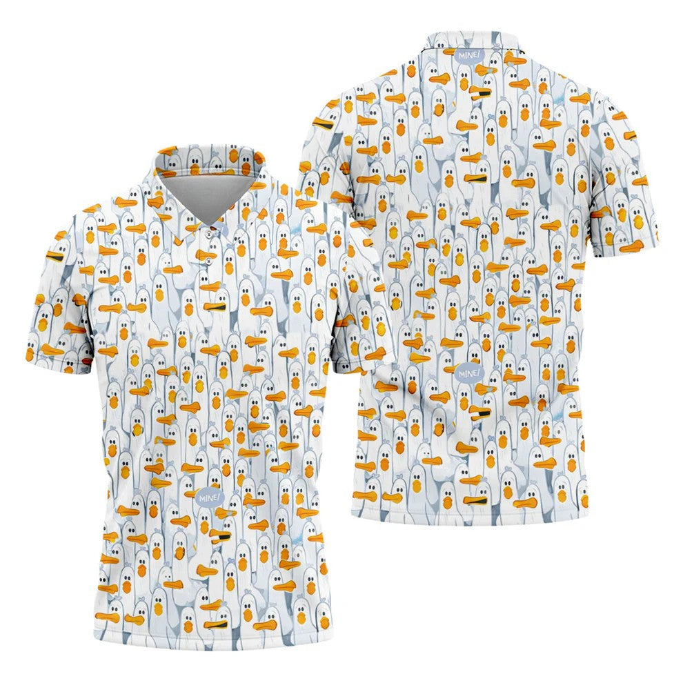 Mine Mine Mine Golf Shirt, Funny Seagull Beach Pattern, Golf Shirt For Men