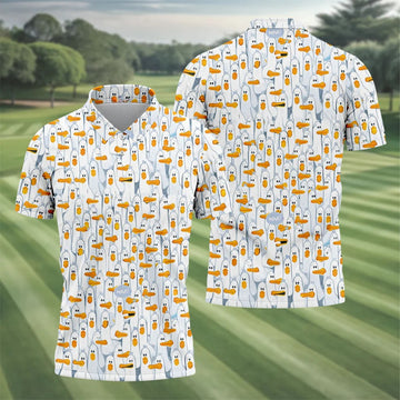 Mine Mine Mine Golf Shirt, Funny Seagull Beach Pattern, Golf Shirt For Men