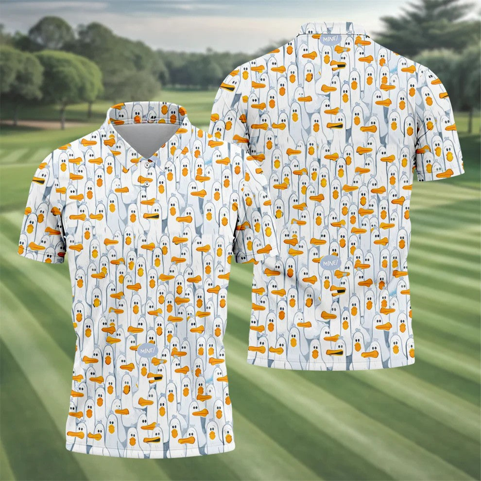 Mine Mine Mine Golf Shirt, Funny Seagull Beach Pattern, Golf Shirt For Men