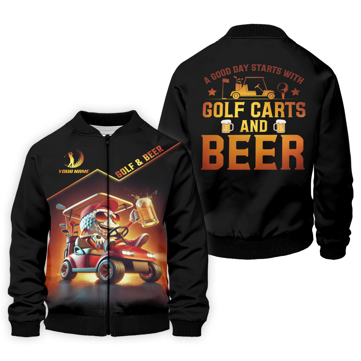 A Good Day Starts With Golf Carts And Beer Funny Golf Polo ShirtChristmas Golf Gift