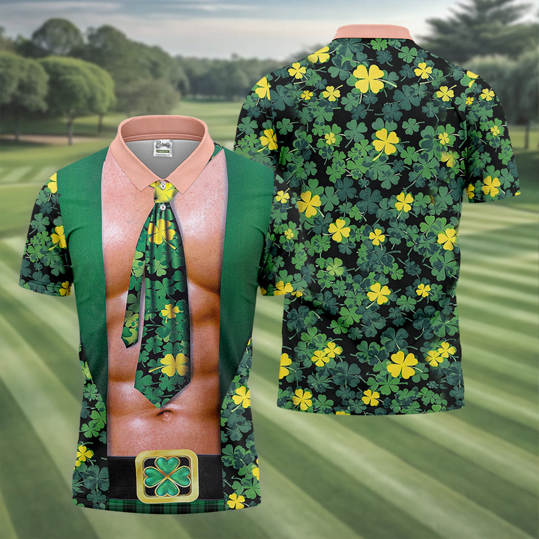 Funny St Patrick's Day Shamrock Golf Shirt, Golf Tops For Men, Polo ShirtFor Men, Golf Shirts For Men