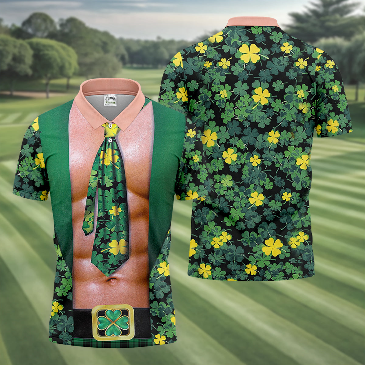 Funny St Patrick's Day Shamrock Golf Shirt, Golf Tops For Men, Polo ShirtFor Men, Golf Shirts For Men