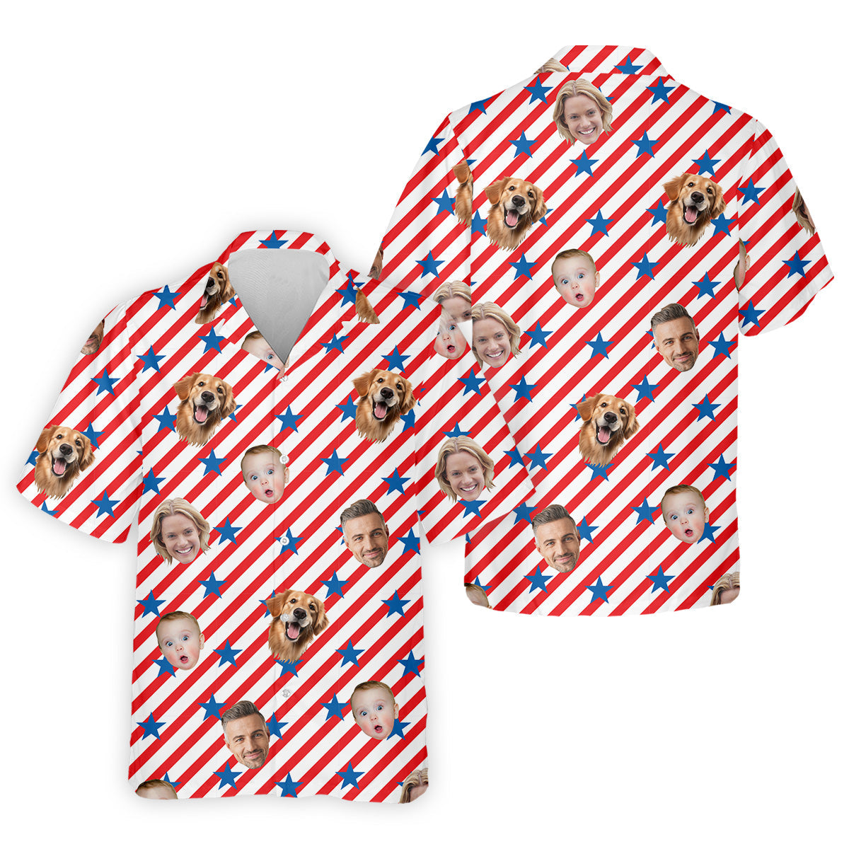 4th Of July Golf Polo, Custom Independence Days Shirts With Faces, Men's Golf Polo Shirt