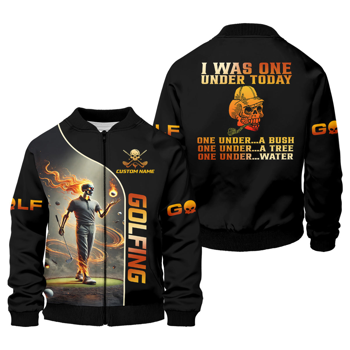 I Was One Under Today Custom Men's Golf Polo ShirtFunny Skull Golf Shirt, Dad Golf Gift