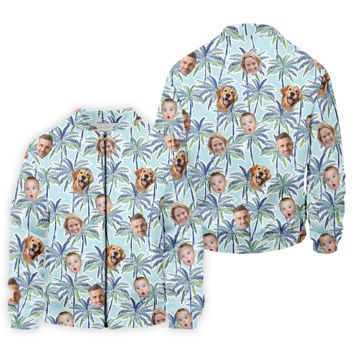 Vintage Aloha Shirts, Men Palm Tree Shirt, Men Golf Polo, Custom Hawaiian Shirt With Face, Tropical Beach