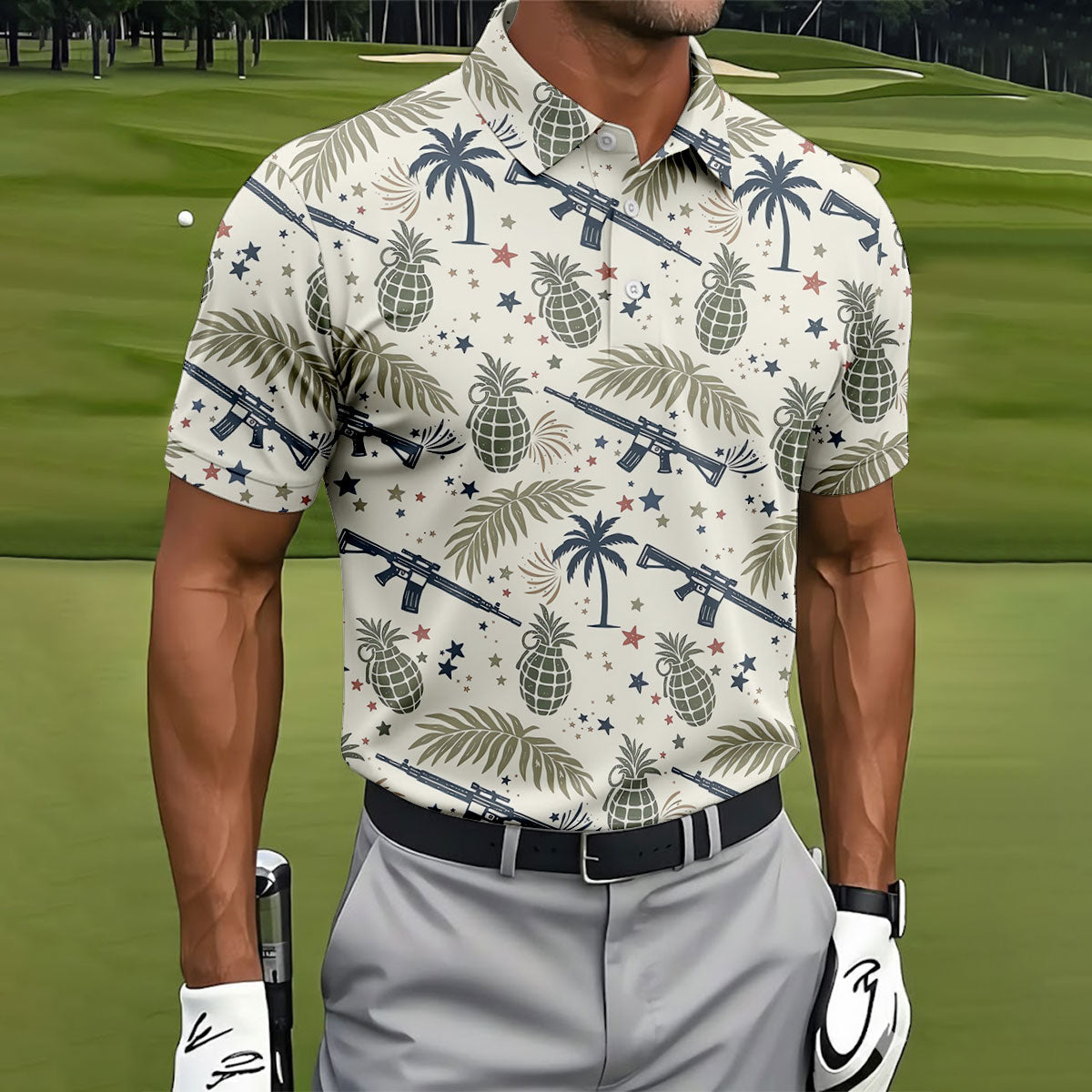 Pineapple Grenade 250 Years Tropical Theme Retro Golf Shirt, Patriotic 4th Of July Polo Shirtor Men