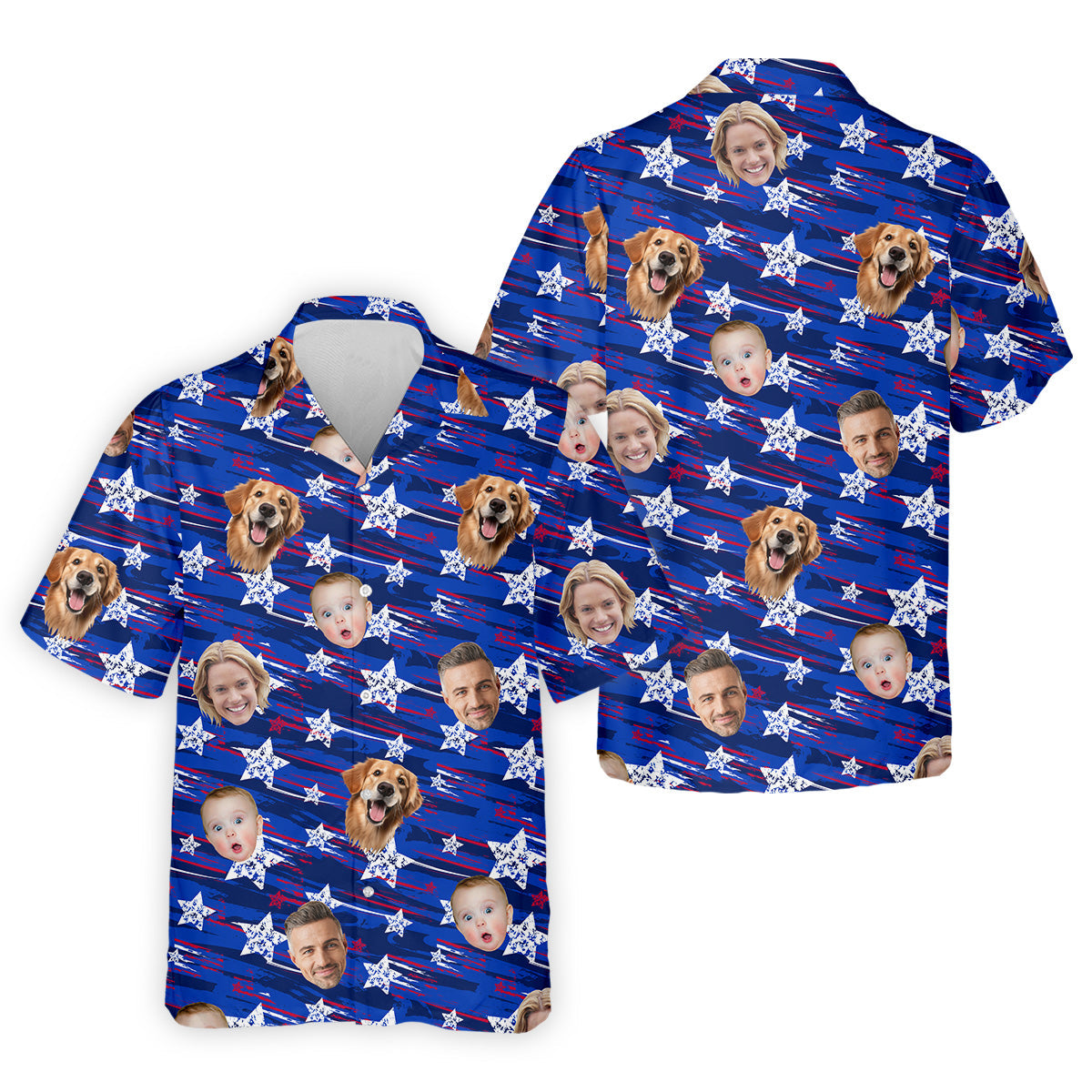 Independence Day Custom Shirts With Faces, Patriotic Golf Shirt, Men's Golf Polo ShirtUSA Golf Shirt