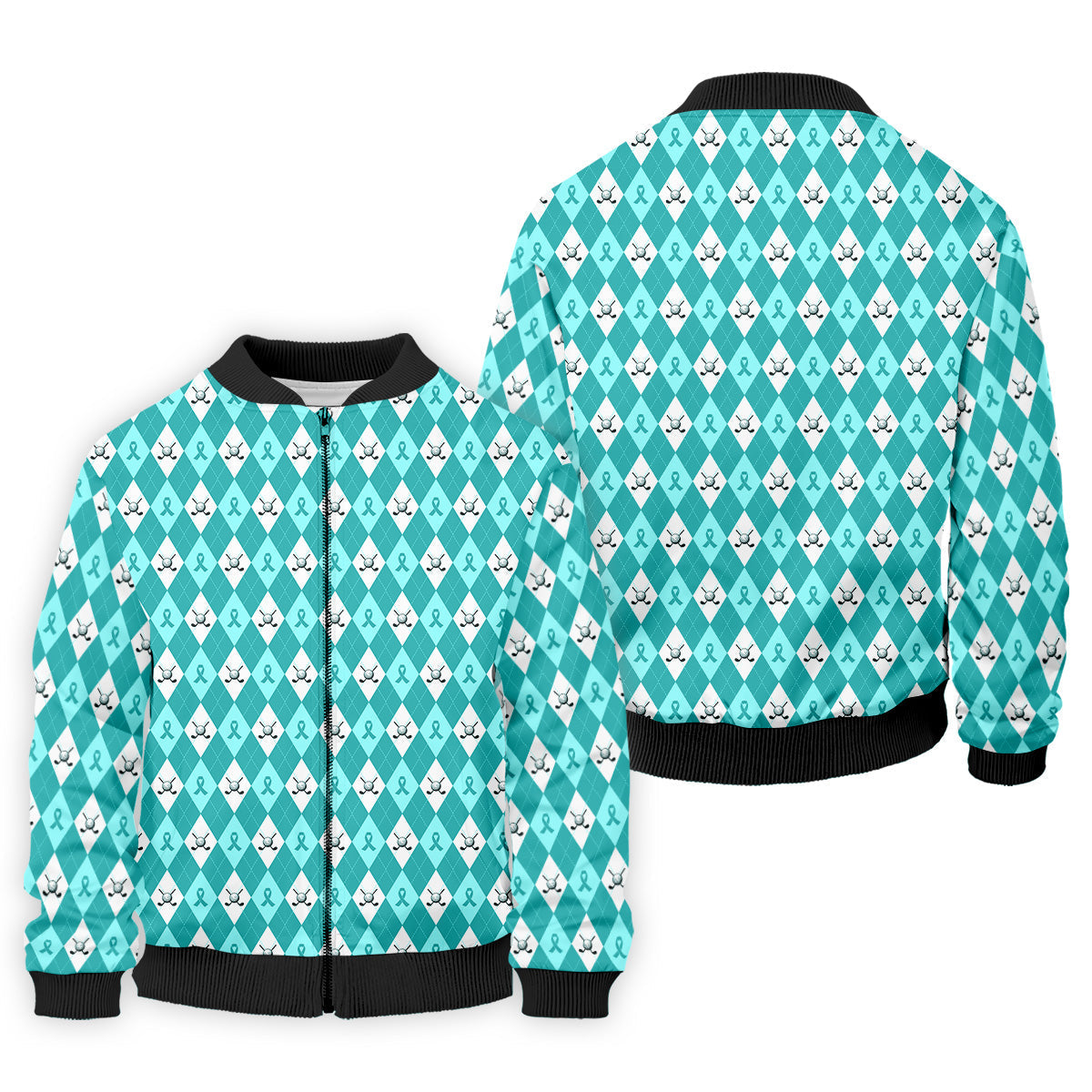 Ovarian Cancer Teal Argyle Men's Golf Polo ShirtOvarian Cancer Awareness Shirt, Golf Gift For Men