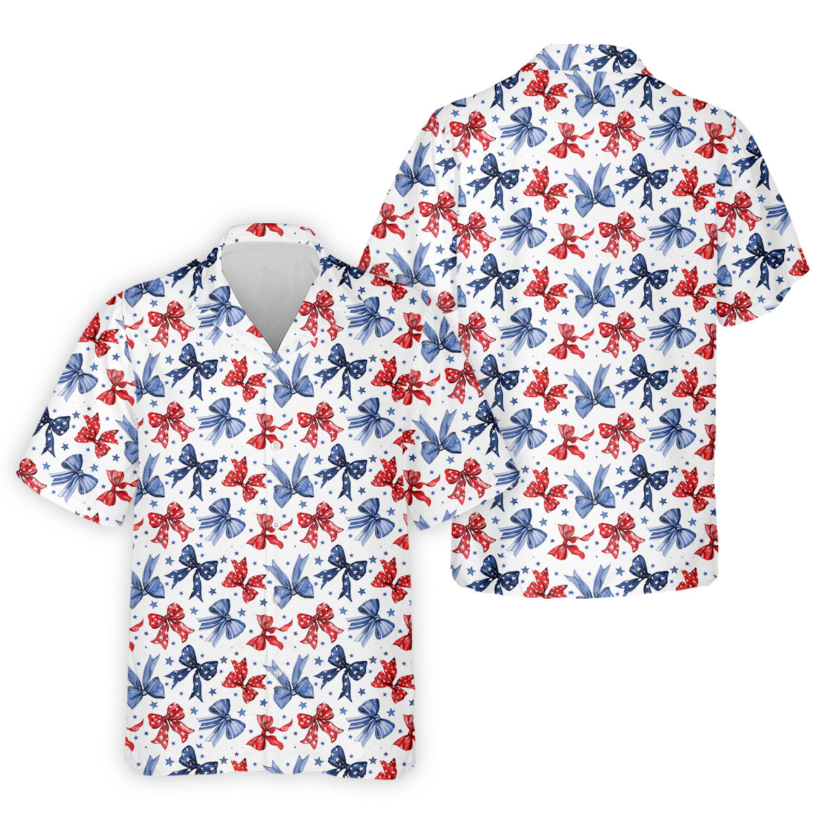 Red White & Blue Bows Shirt, Men's 4th Of July Shirts, Funny Mens Golf Polo ShirtGift For Golfing Dad