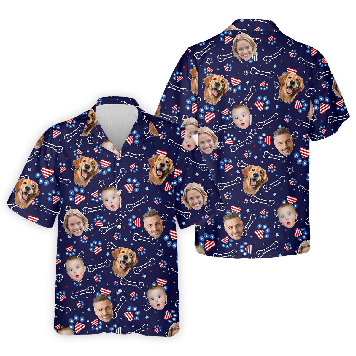 USA Custom Shirts With Faces, Men's Golf Polo ShirtMen's 4th Of July Shirts, USA Golf Shirt