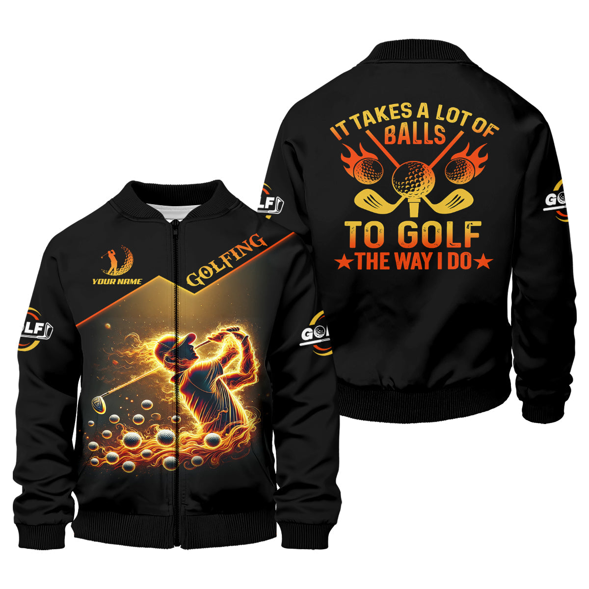 Custom Golden Fire Its Take A Lot Of Golf Ball To Golf Like I Do Men's Golf Polo ShirtDad Golf Gift