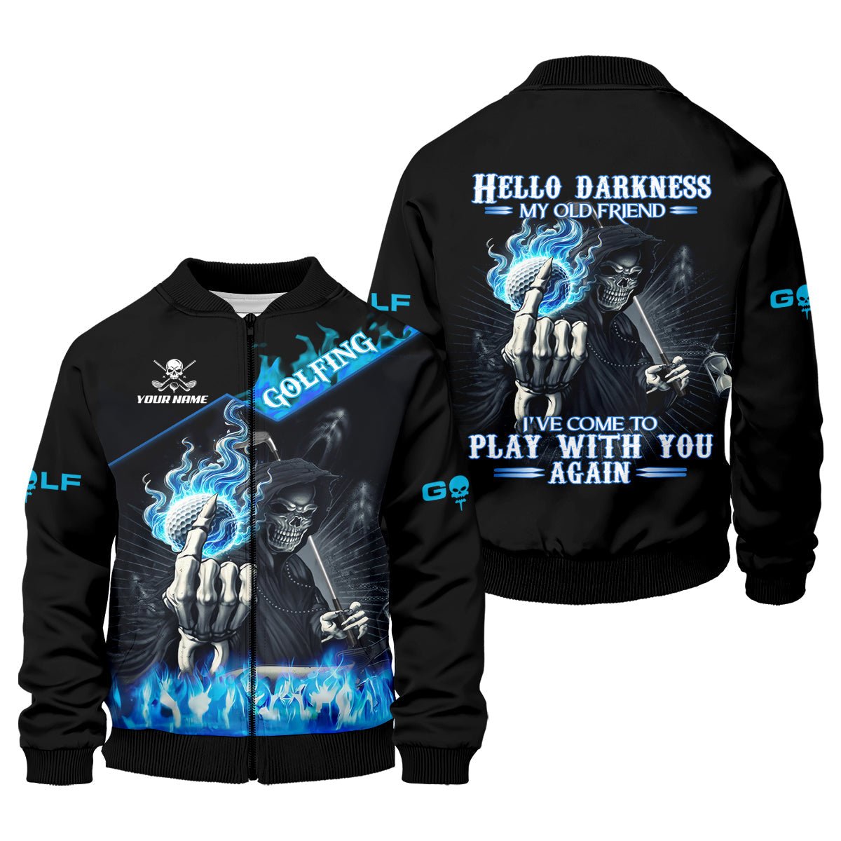 Hello Darkness My Old Friend Custom Men's Golf Polo ShirtHilarious Golf Shirt, Skeleton Golf Shirt
