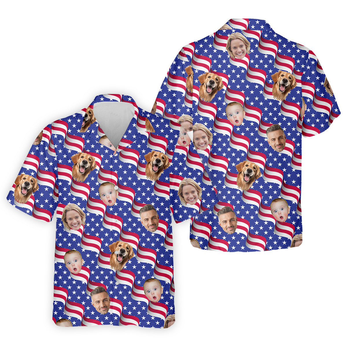 Funny 4th Of July Personalized Face Shirts, Men's Golf Polo ShirtPatriotic Golf Polo ShirtDad Golf Gift