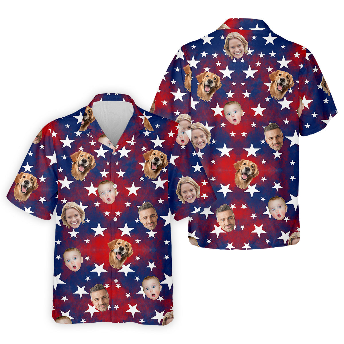 American Flag Personalized Face Shirts, Men's Golf Polo ShirtPatriotic Golf Polo Shirt4th Of July Shirt, Dad Golf Gift