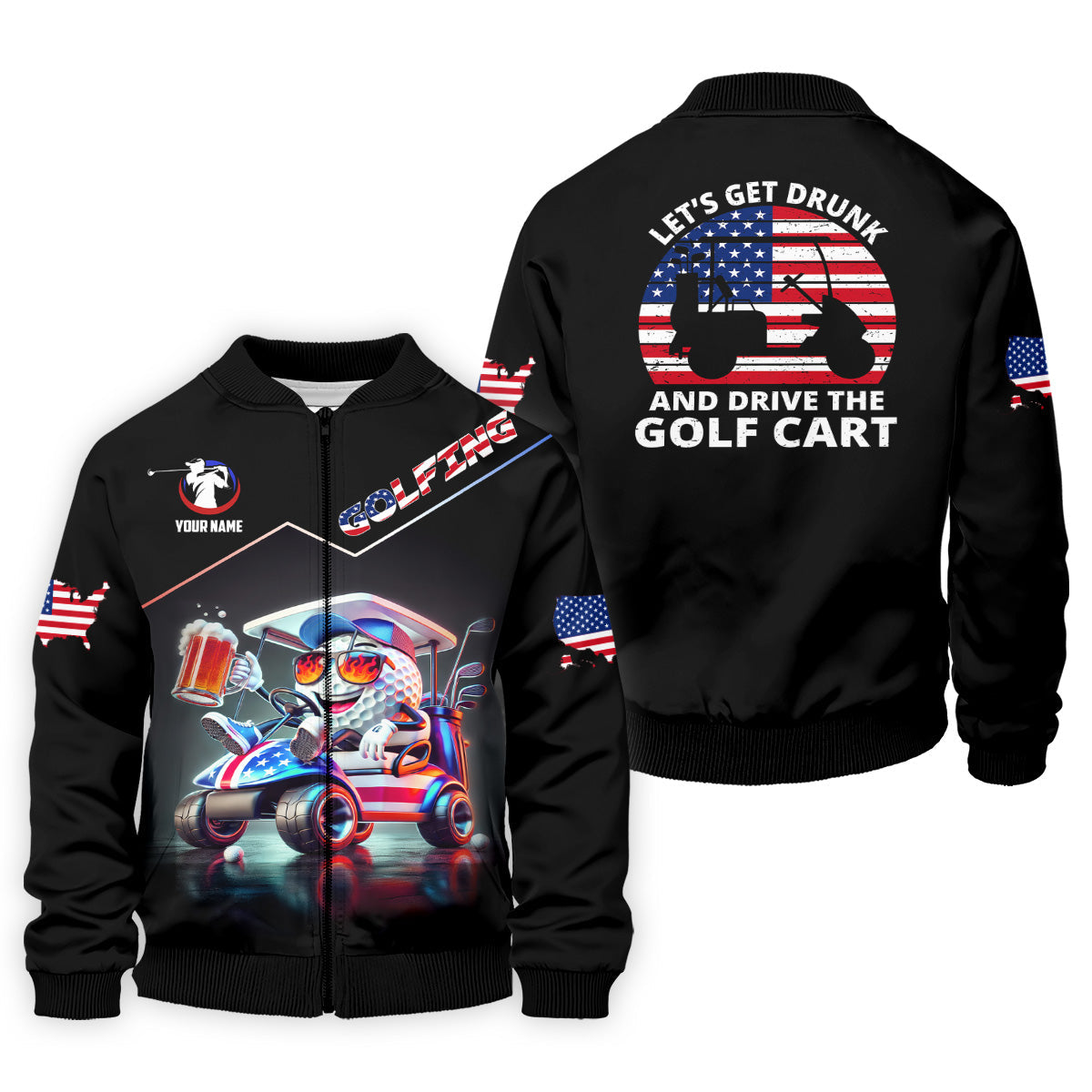 Let's Get Drunk And Drive The Golf Cart Custom Men's Golf Polo Shirtunny Golf Shirt, Dad Golf Gift